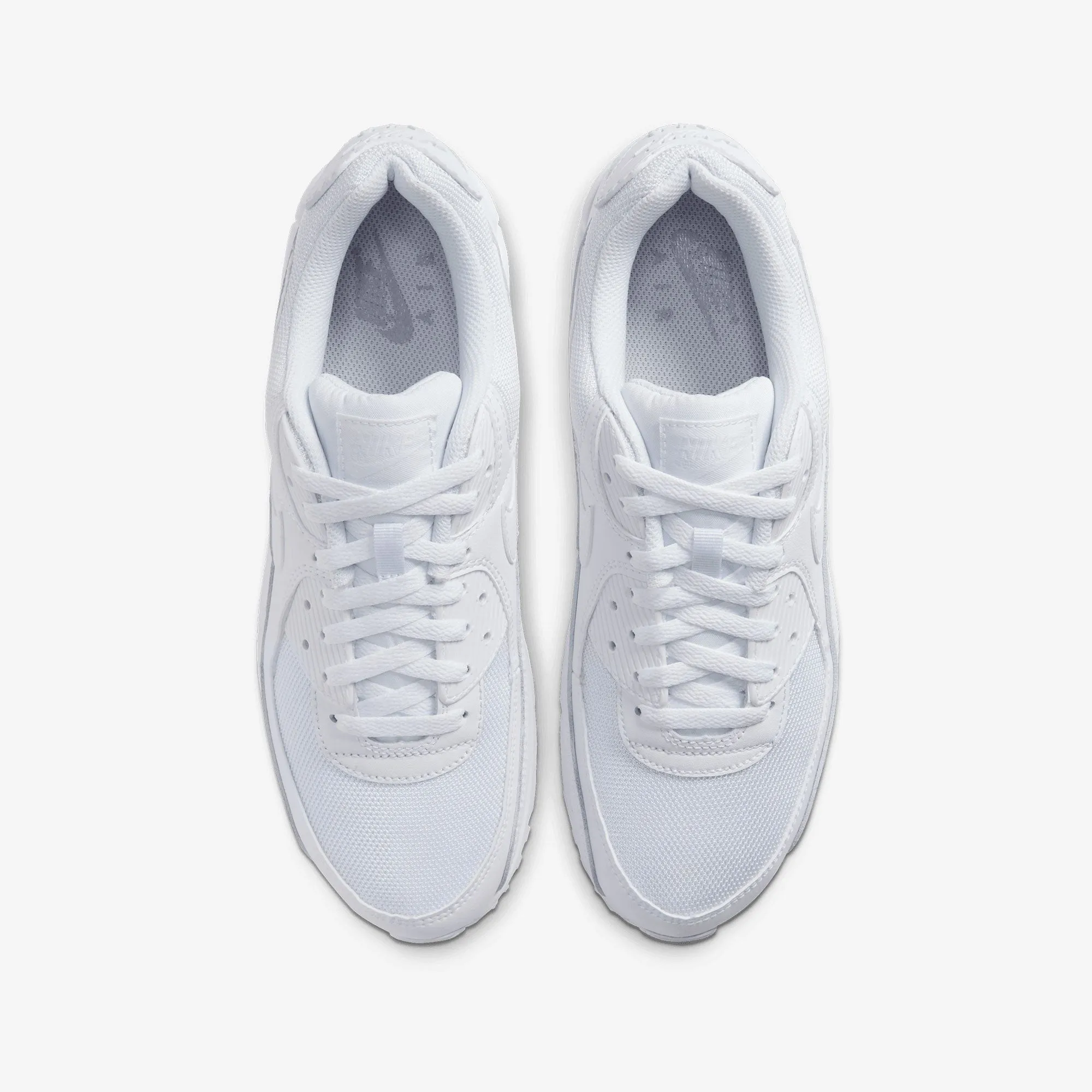 NIKE | AIR MAX 90 { WHITE/WHITE-WHITE-WOLF GREY On Demand Comfort Reinforced Eyelet Durability