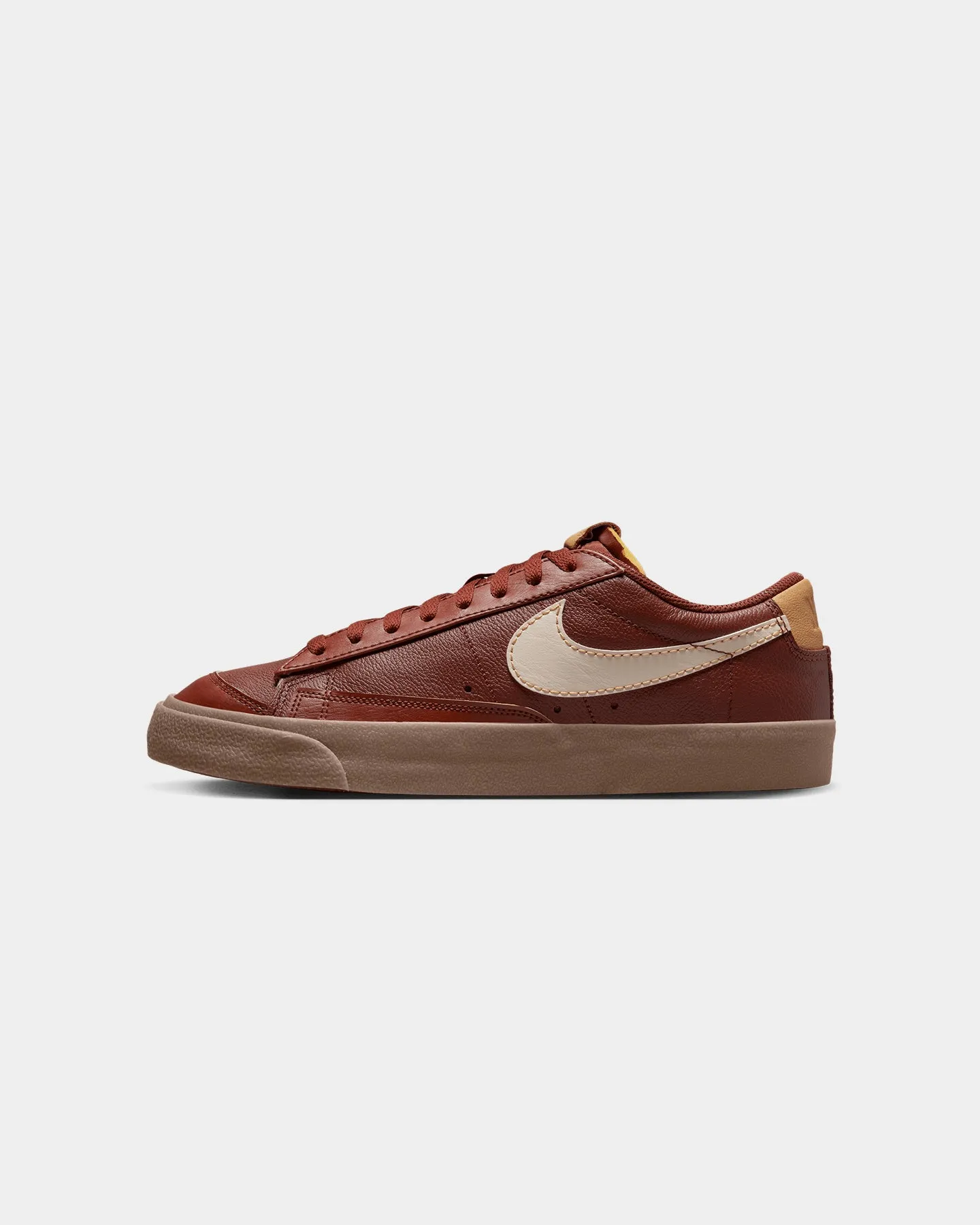 Classic Base Nike Blazer Low '77 EMB "Inspected By Swoosh" Oxen Brown/Pearl White-Elemental Gold