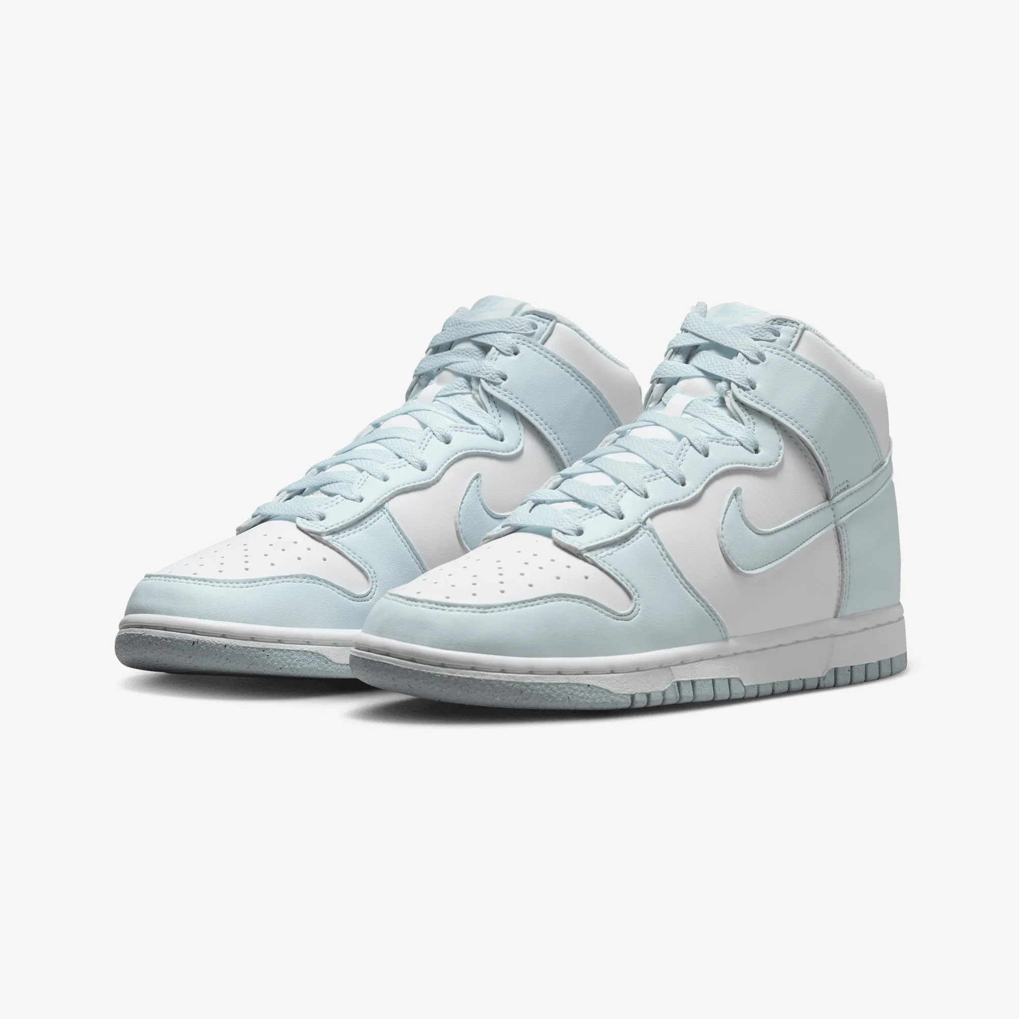 Double Stitched Seams Anti Slip Tread NIKE | DUNK HIGH NEXT NATURE { WHITE/GLACIER BLUE-WHITE