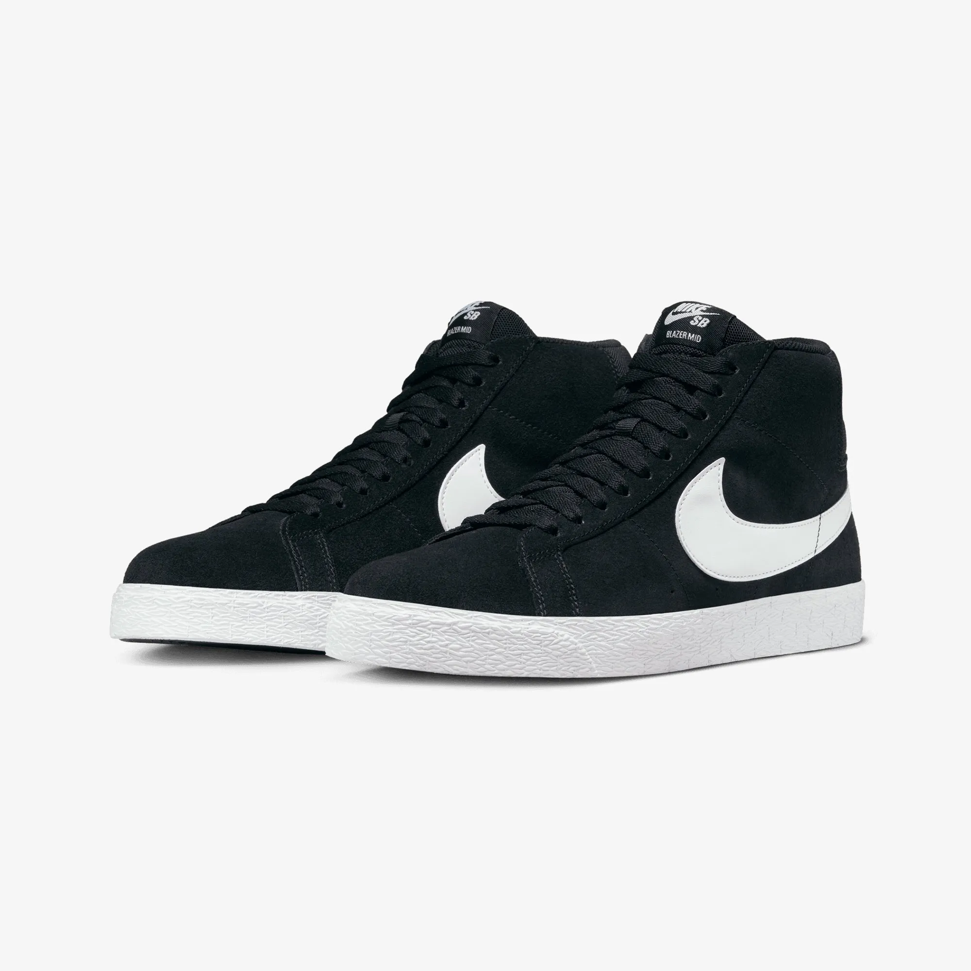Nike | SB ZOOM BLAZER MID { BLACK/WHITE-WHITE-WHITE Ventilated Mesh Stretch Material