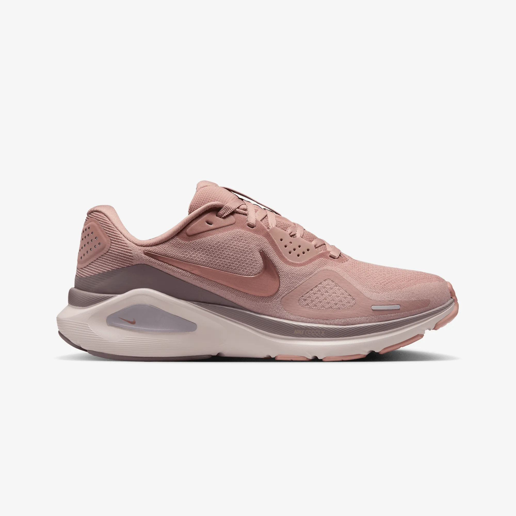 NIKE | STRUCTURE 26 { PARTICLE PINK/MTLC ROSE GOLD-TAUPE GREY High Traction Outsole Airflow Optimized