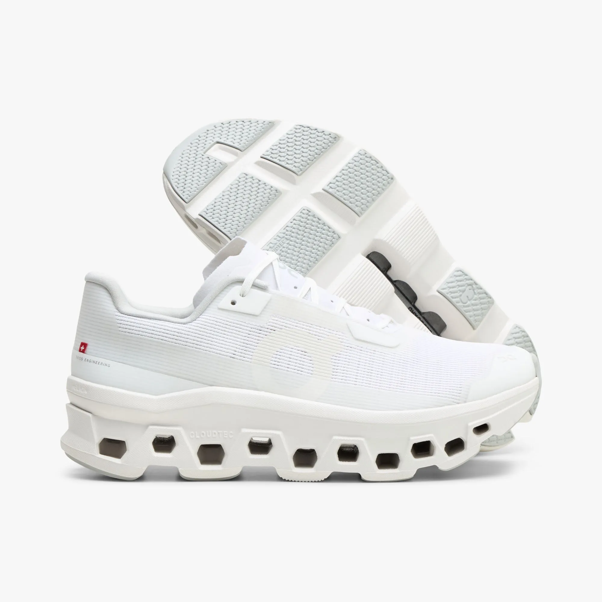 On Cloudmonster Void White / White arch - support insole shoes