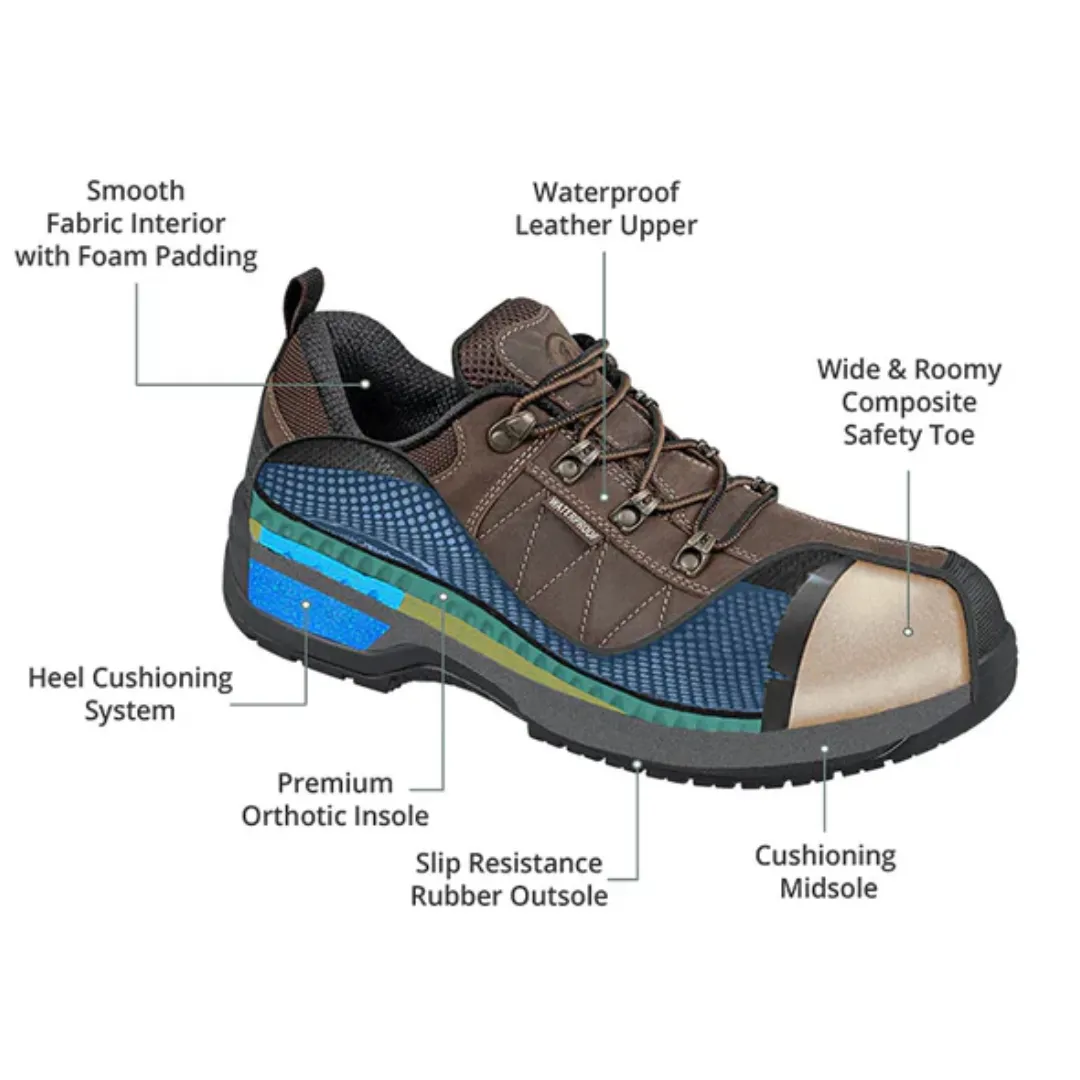 Durable toe cap Orthofeet - Men-  Dolomite Work Shoes - Brown