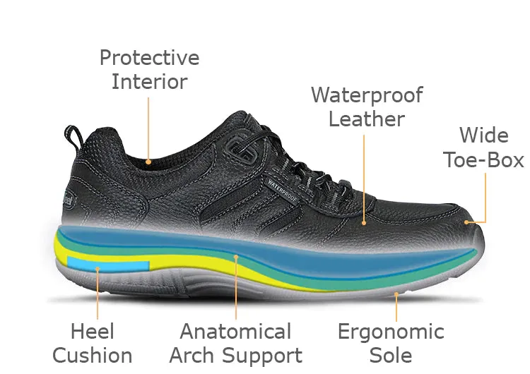 Strong Construction Waterproof Fit Orthofeet Sonoma Waterproof - Black