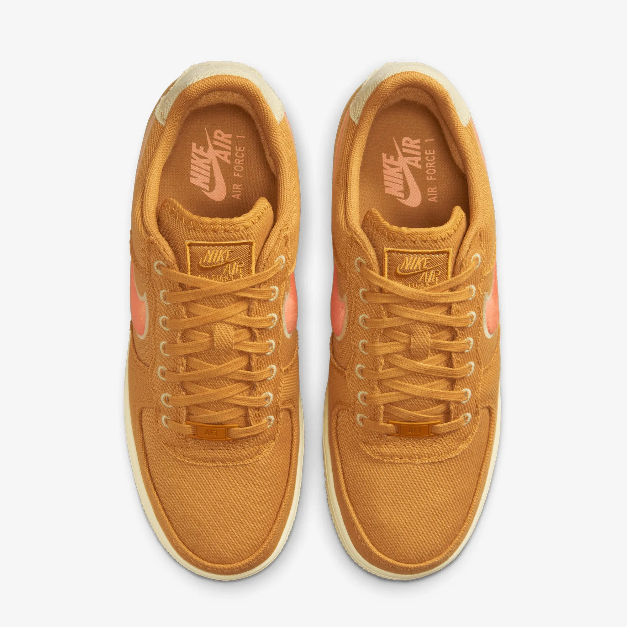 NIKE | AIR FORCE 1 LOW CANVAS { WHEAT/ORANGE TRANCE-TEAM GOLD-ALABASTER Lightweight Performance Sole Strength