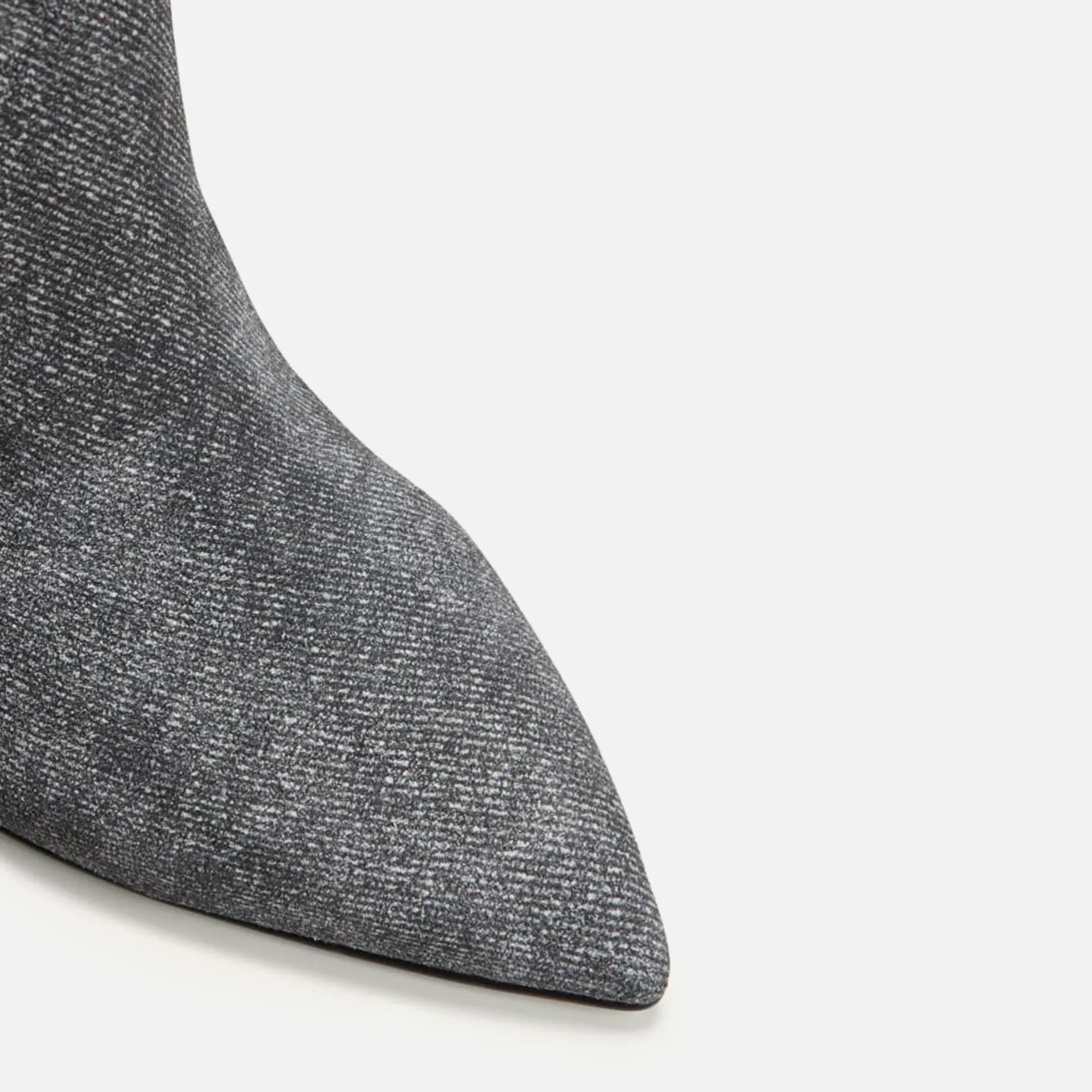 Paris Texas Slouchy Boot Heel 85 Calf Suede Denim Effect - Black Punk Bold Cushioned Step Night Travel