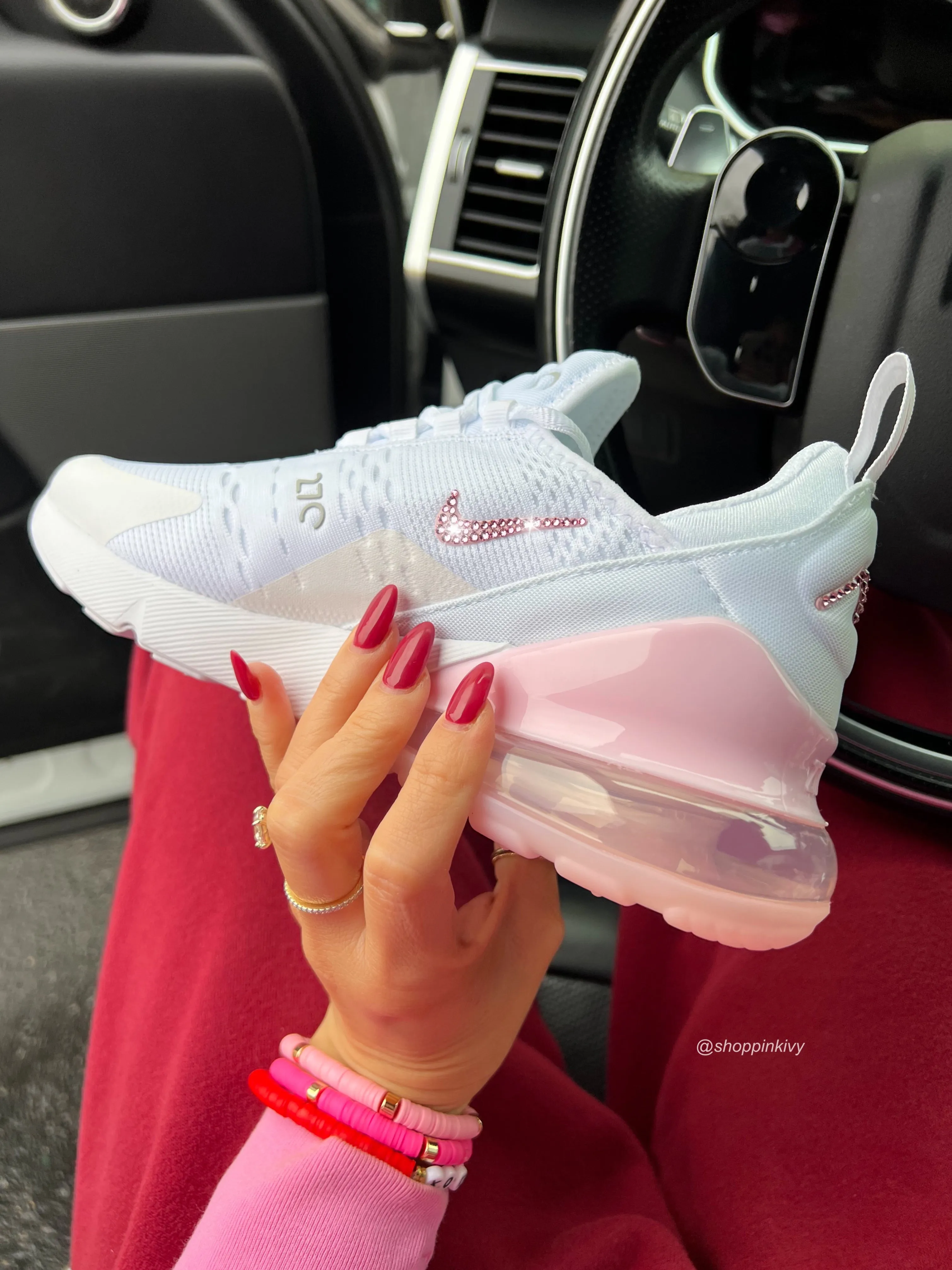 Pink Swarovski Nike Womens Girls Air 270 High Top Style