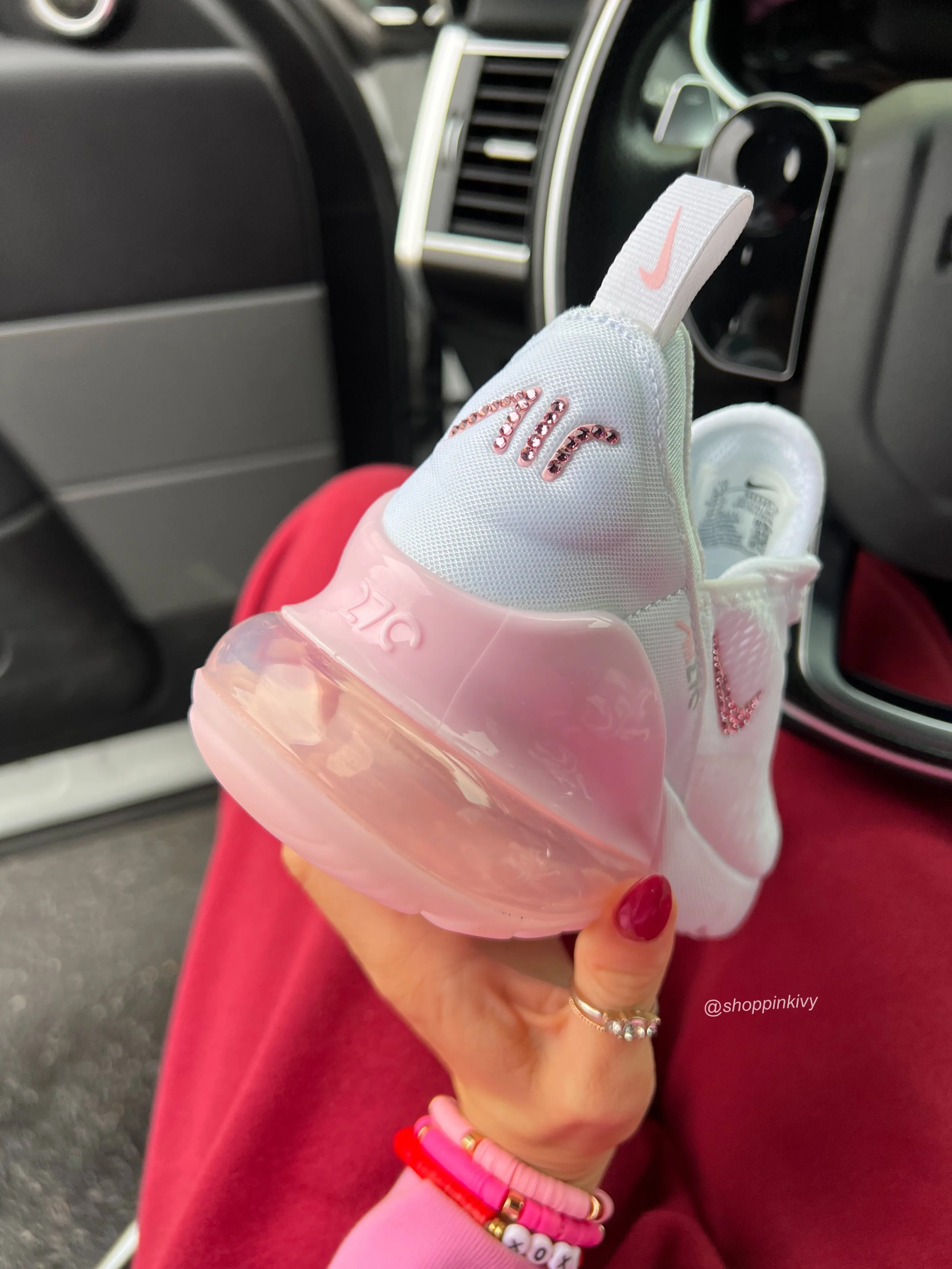 Pink Swarovski Nike Womens Girls Air 270 Pass Hike