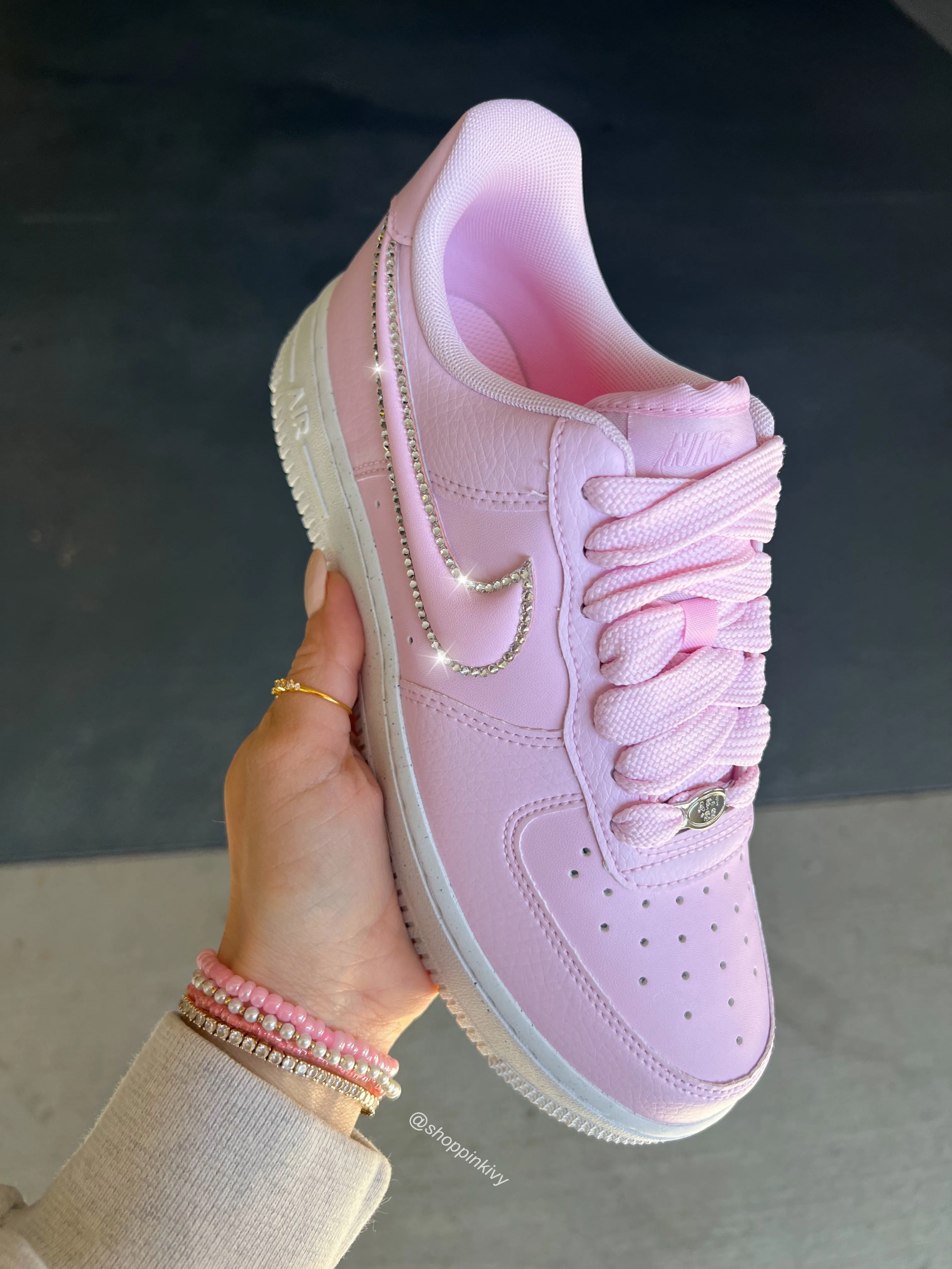 Pink Swarovski Outlined Nike Air Force 1 Outdoor Vibe Slide Hike