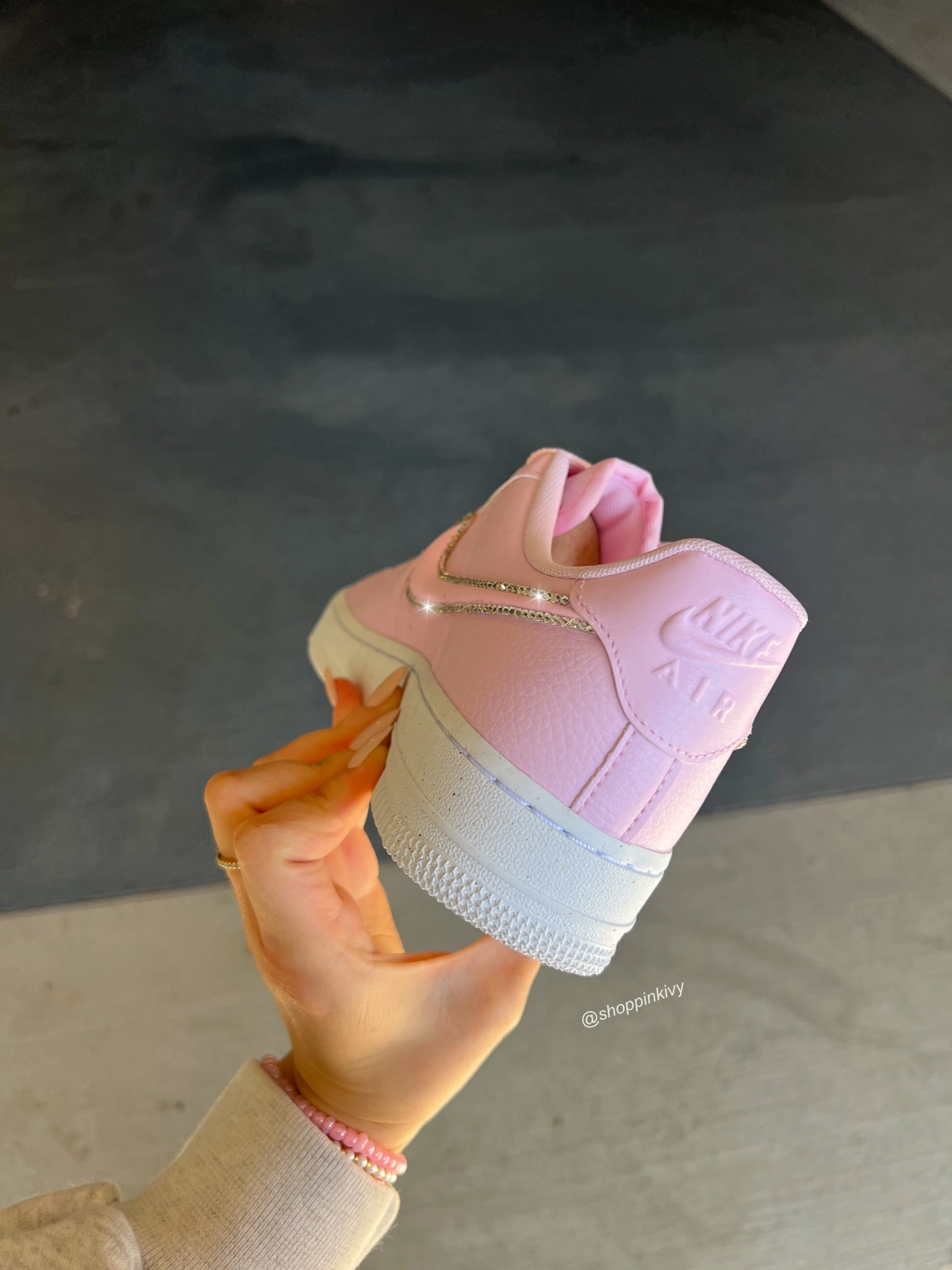 Join Step Pink Swarovski Outlined Nike Air Force 1