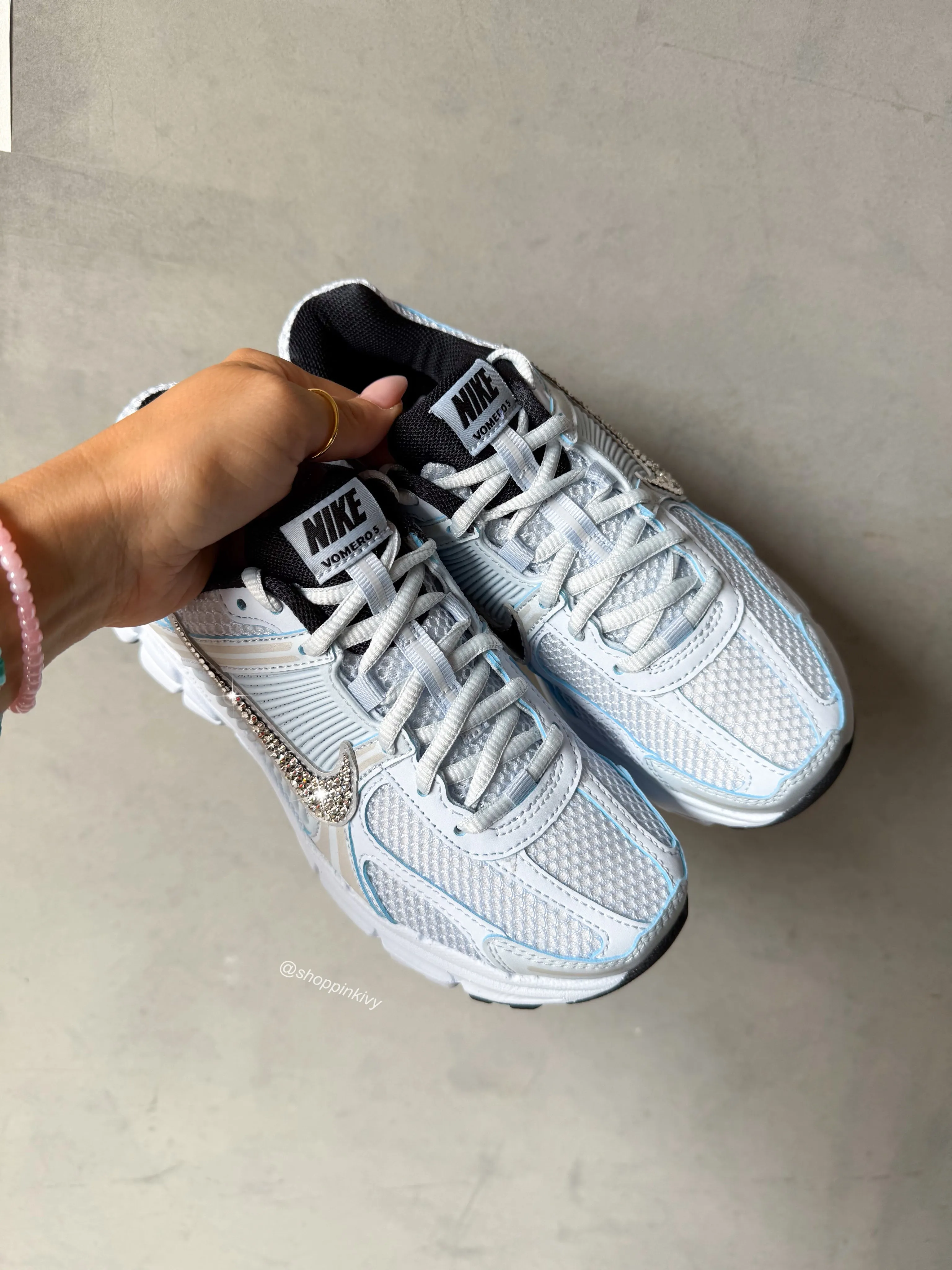 Neutral Style Powder Blue Swarovski Women Nike Vomero 5