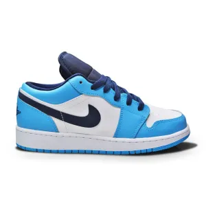Nike Air Jordan 1 Low for Big Kids GS 553560 144 White DK Powder Blue Obsidian Perimeter Zoned Cushioning Precision Engineering Design