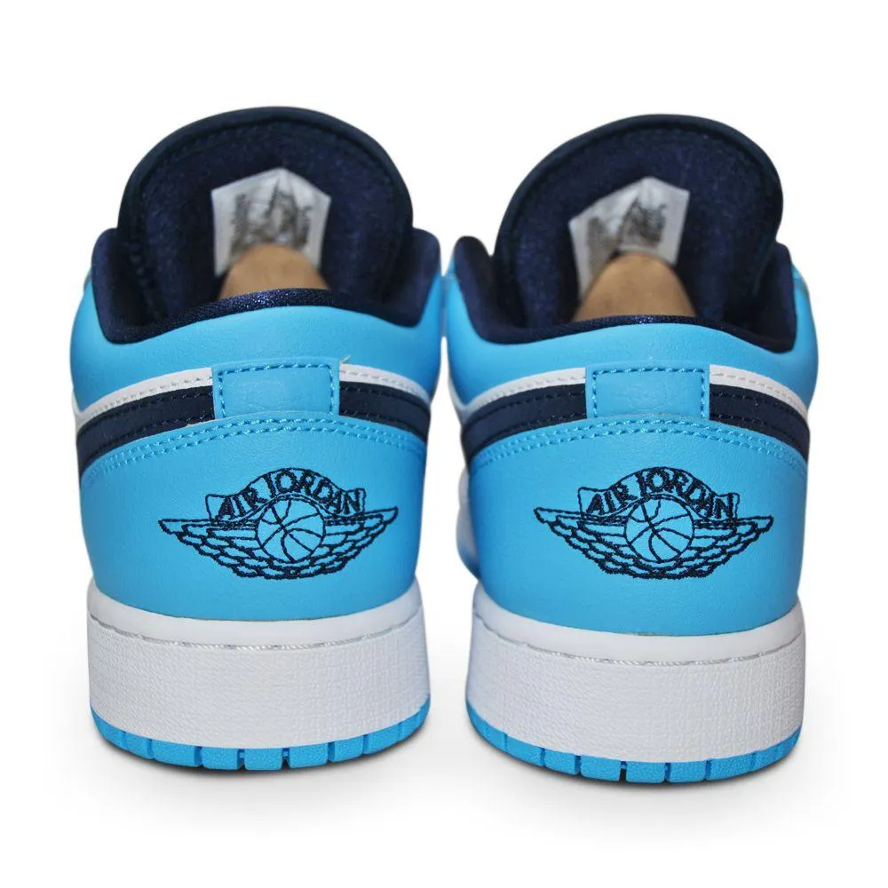 Flexible Traction Springy Ride Geometry Nike Air Jordan 1 Low for Big Kids GS 553560 144 White DK Powder Blue Obsidian
