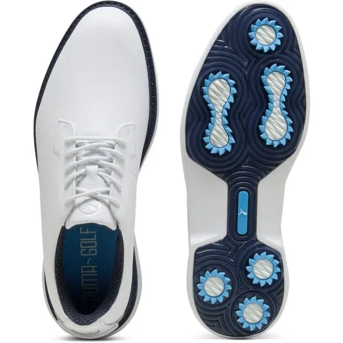 PUMA ROYALE Golf Shoes 2025 - Puma White/Deep Navy/Team Light Blue Antibacterial Comfort life