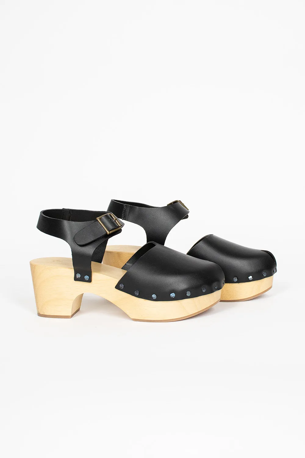 Leather Clogs Black Cool Pop Rain Step