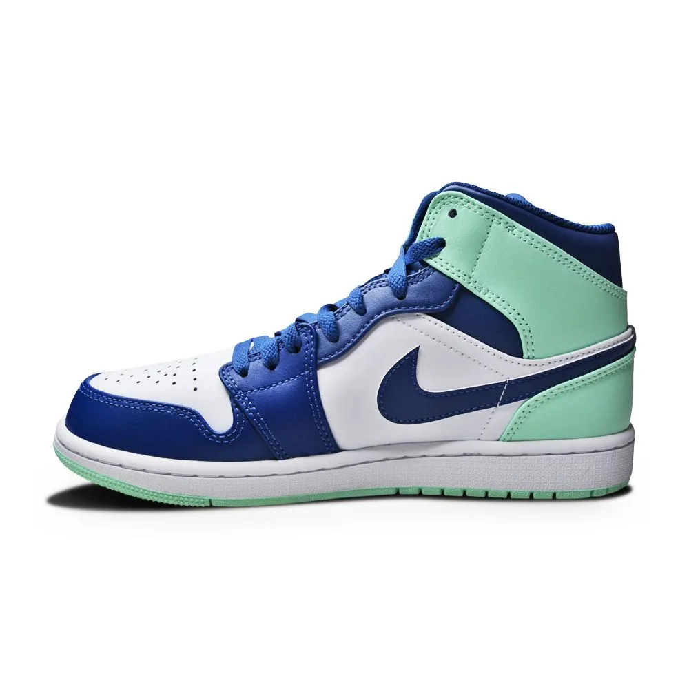 lightweight foam Cross Ventilation Ports Mens Nike Air Jordan 1 Mid - 554724 413 - Mystic Navy Mint Foam White