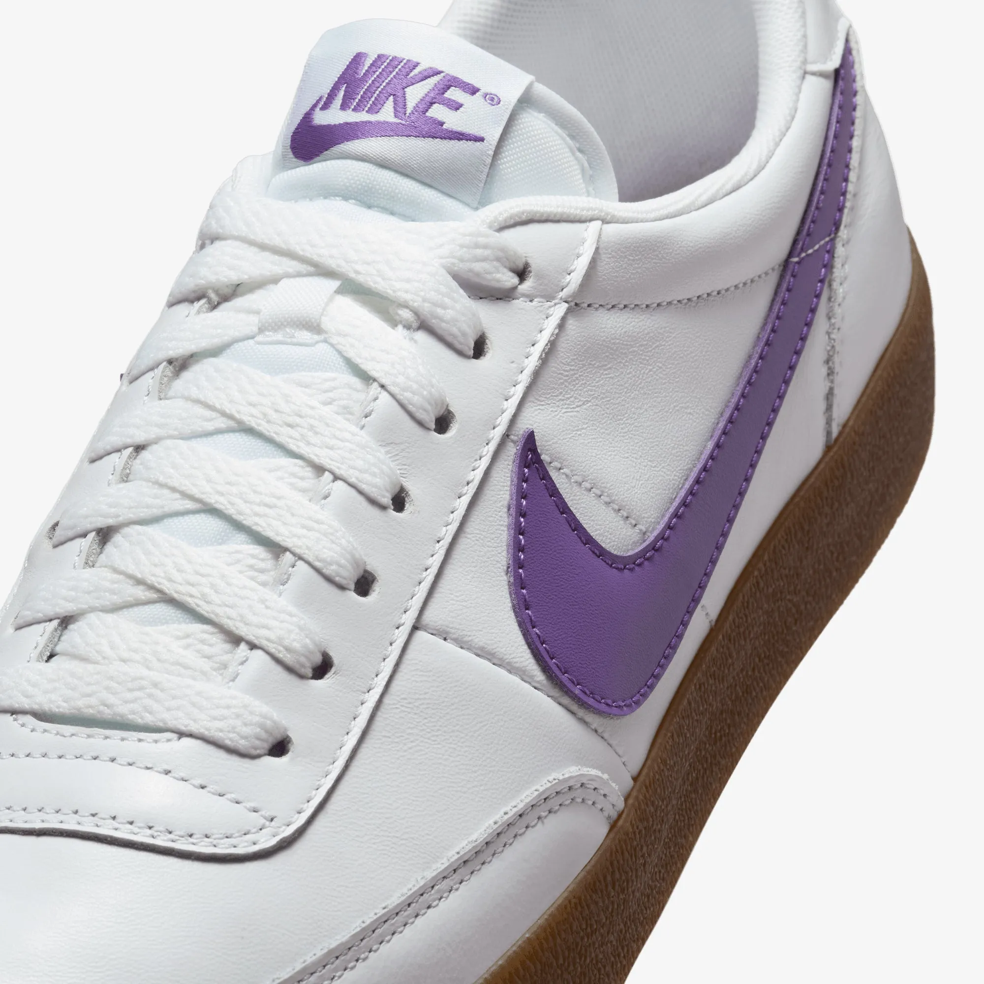 Nike | KILLSHOT 2 LEATHER { WHITE/WILD GRAPE-GUM MED BROWN Comfort Motion Ergo Support