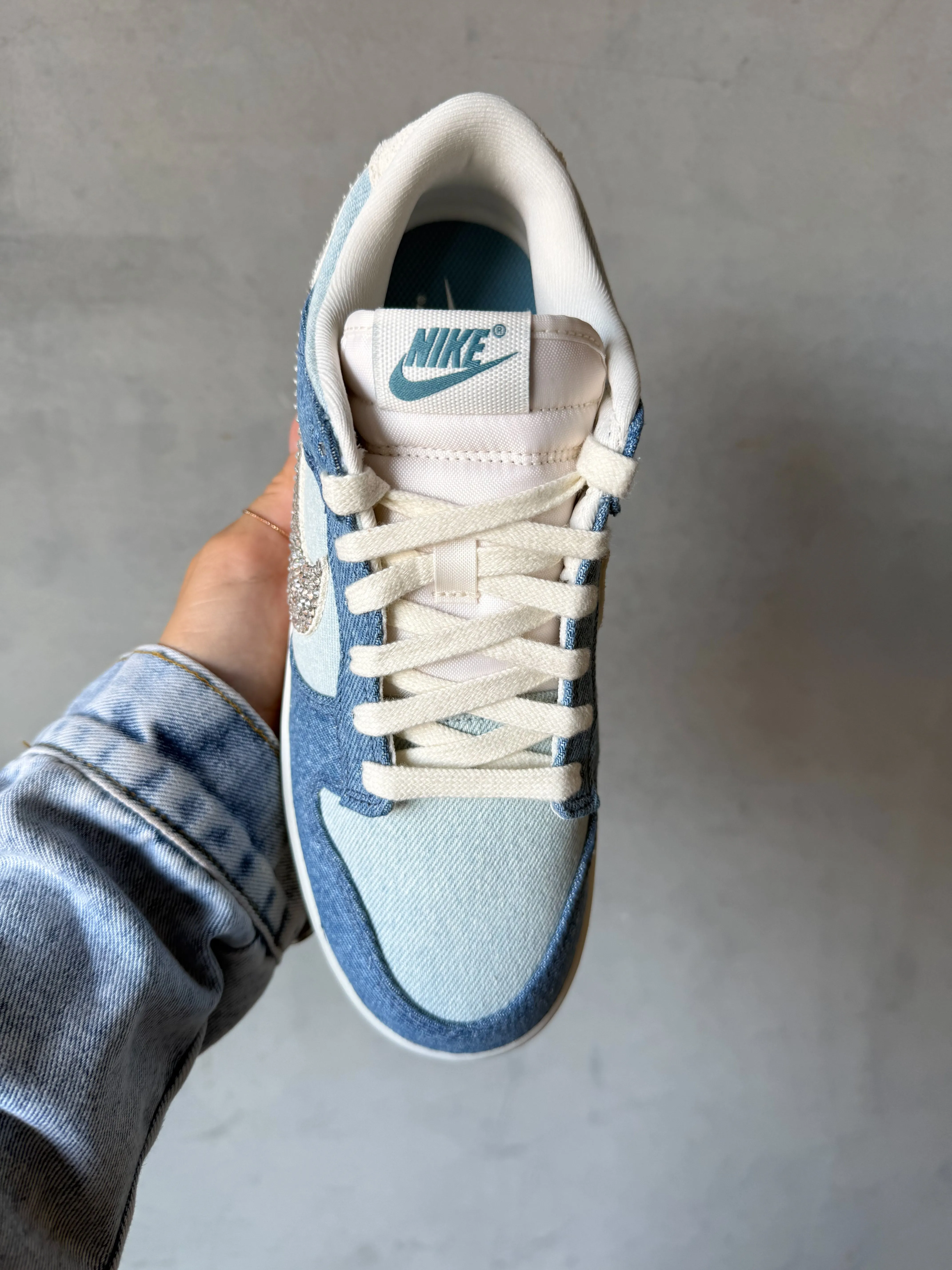 Hybrid Look Run Light Special Edition Denim Swarovski Womens Nike Dunk Shoes