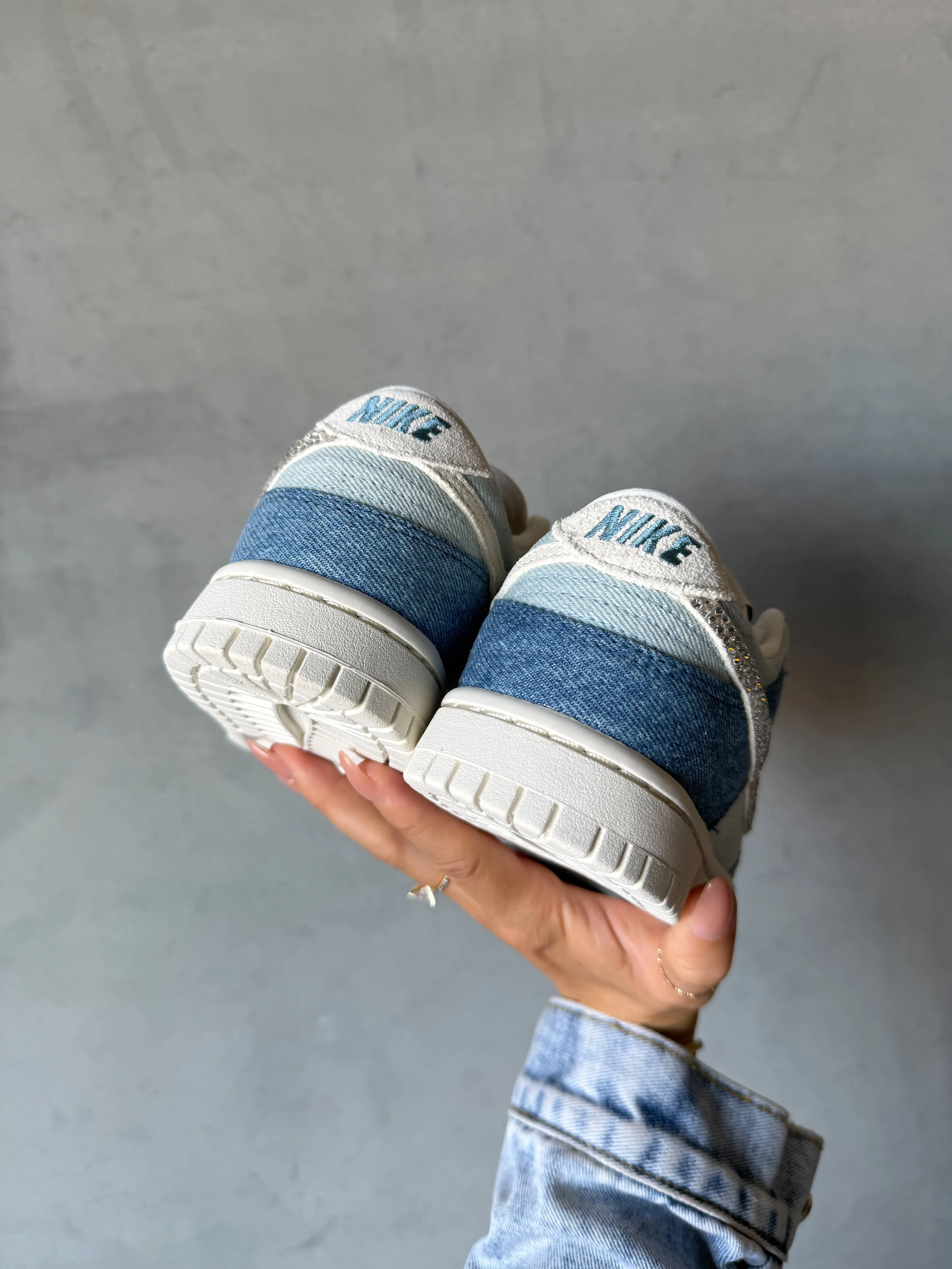 Special Edition Denim Swarovski Womens Nike Dunk Shoes Fall Travel Daily Fit