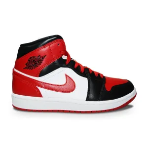 Lockdown System Thermobonded Seam Reinforcement Womens Nike Air Jordan 1 Mid - BQ6472 079 - Black Gym Red White