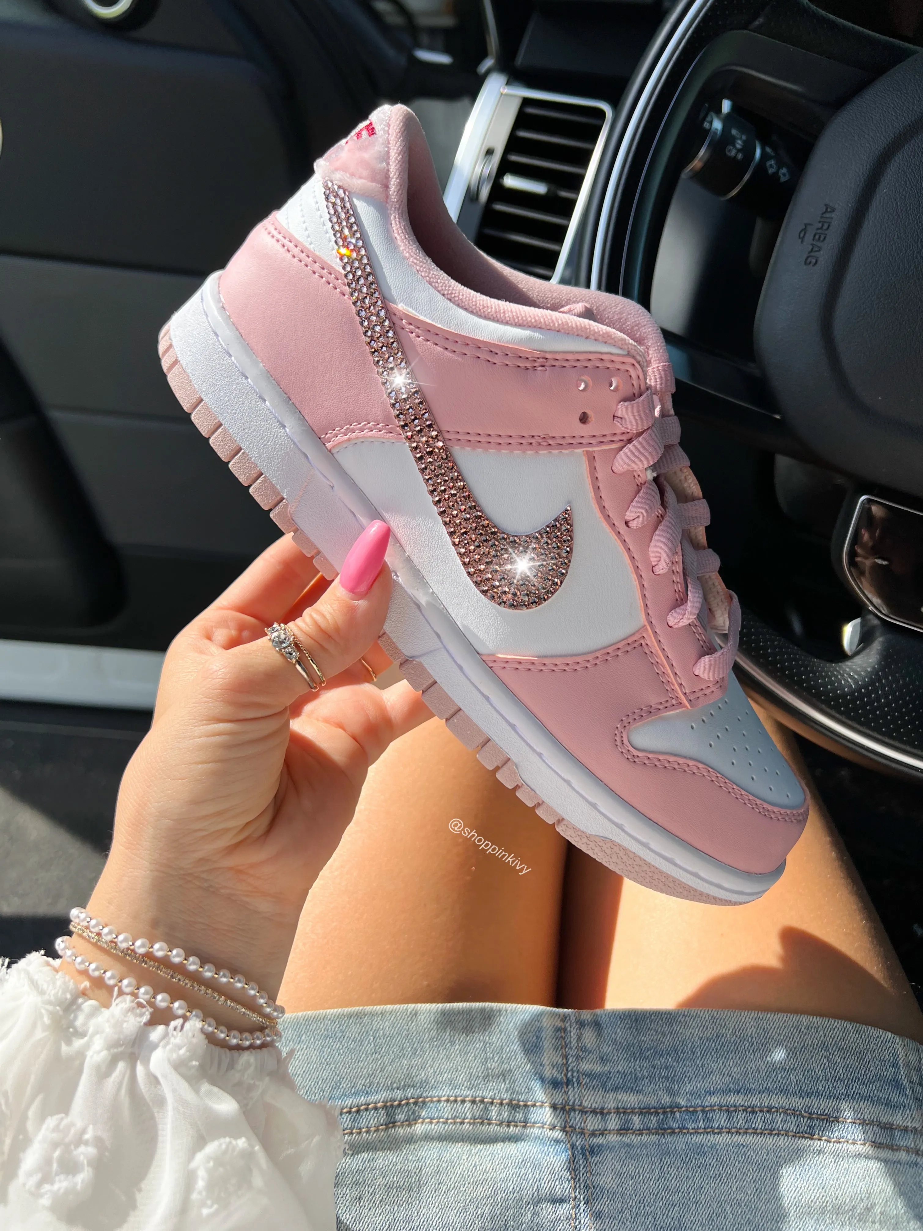 Quick Access Rose Gold Swarovski Womens Nike Dunk Shoes