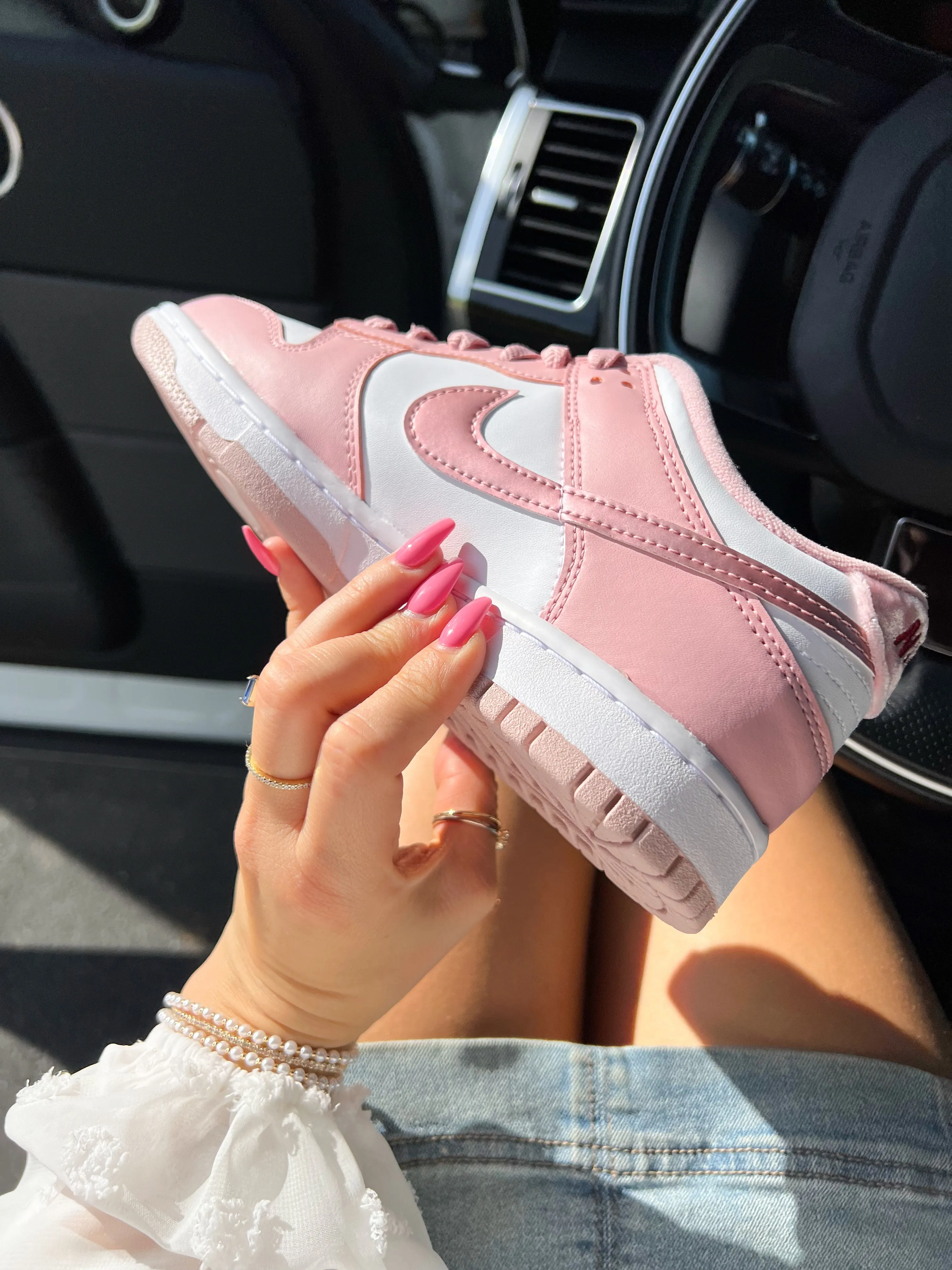 Rose Gold Swarovski Womens Nike Dunk Shoes Mule Style Comfort   cushion