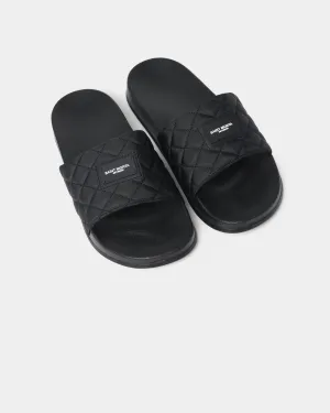 City Bright Comfort Slope Saint Morta Annex Quilted Slides Black