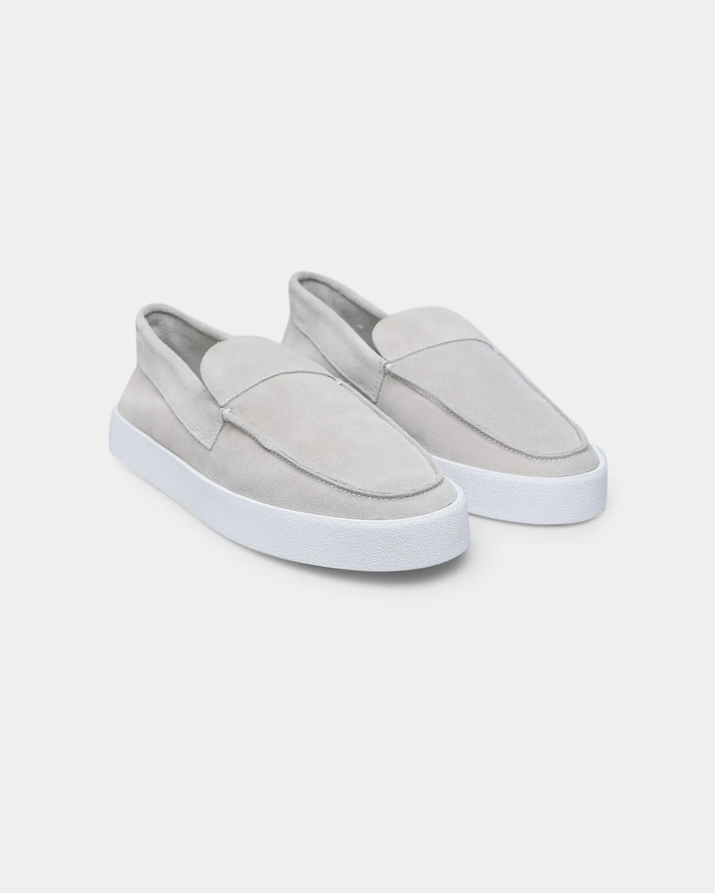 Saint Morta Hemisphere Suede Slip On Loafer Light Grey/White Gold Tone Game Edge