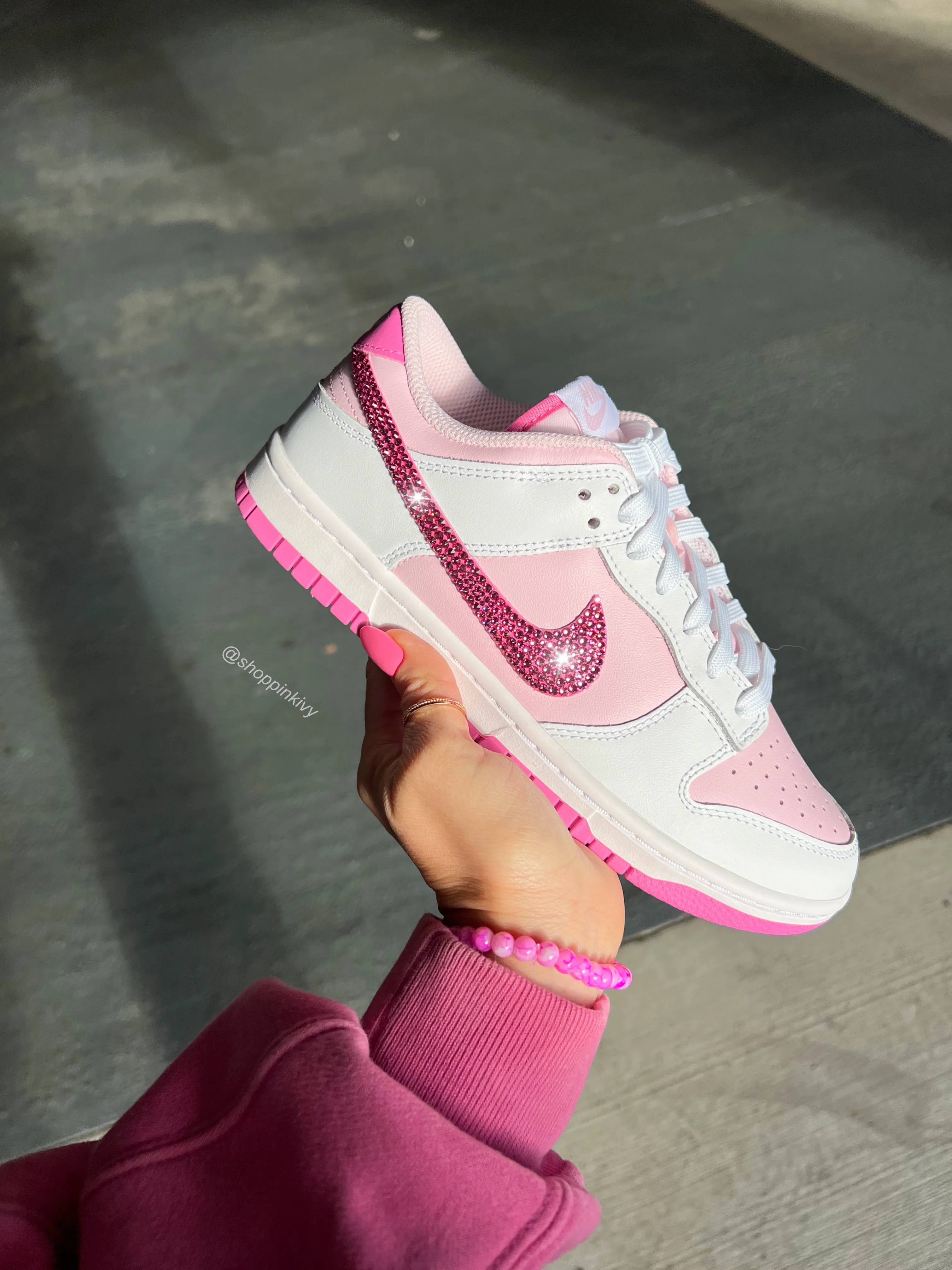 Rare Hot Pink Swarovski Womens Nike Dunk Shoes Plan Hike Park Jogger