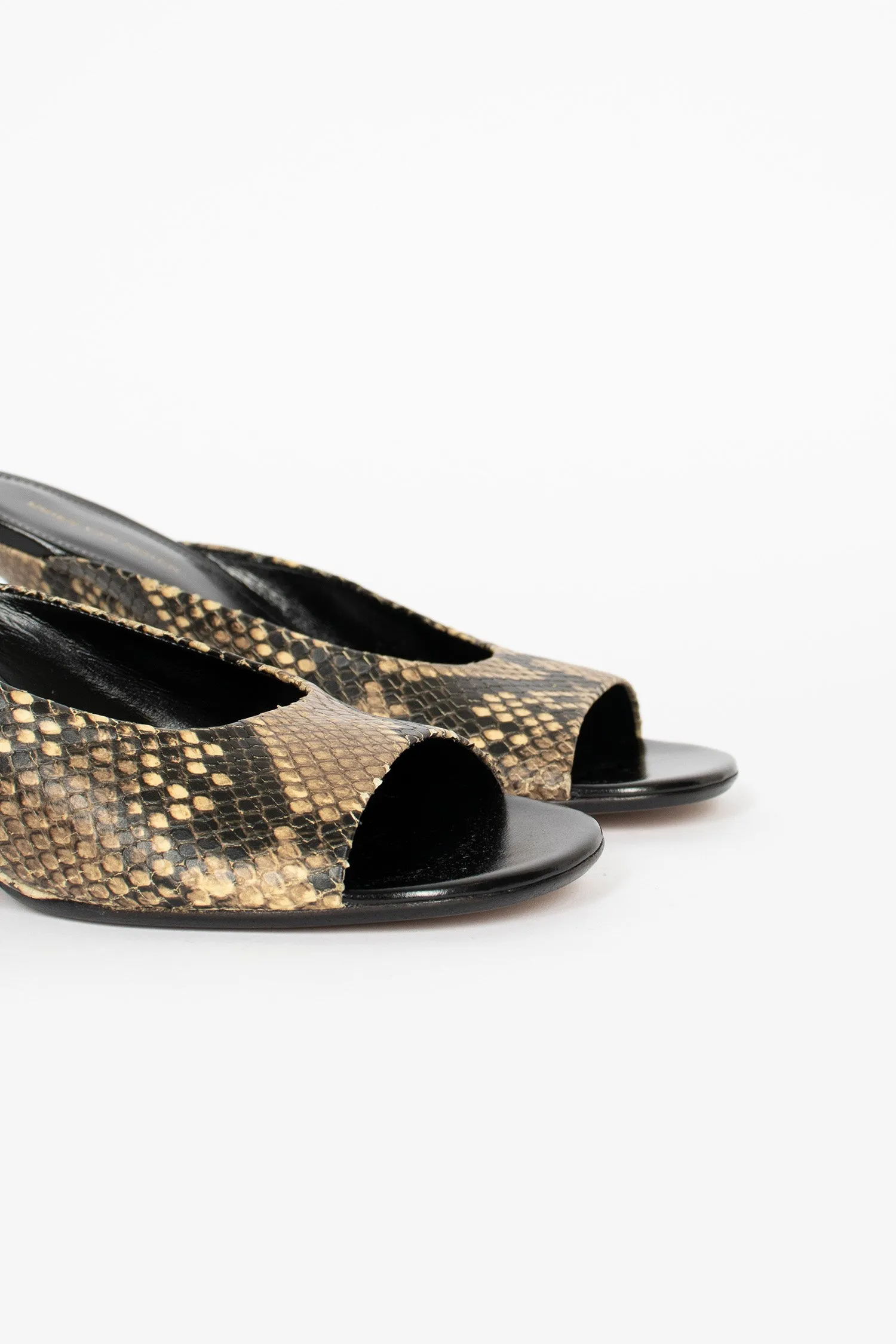 Elegant Mood Chic Fit Open-Toe Leather Mules Beige