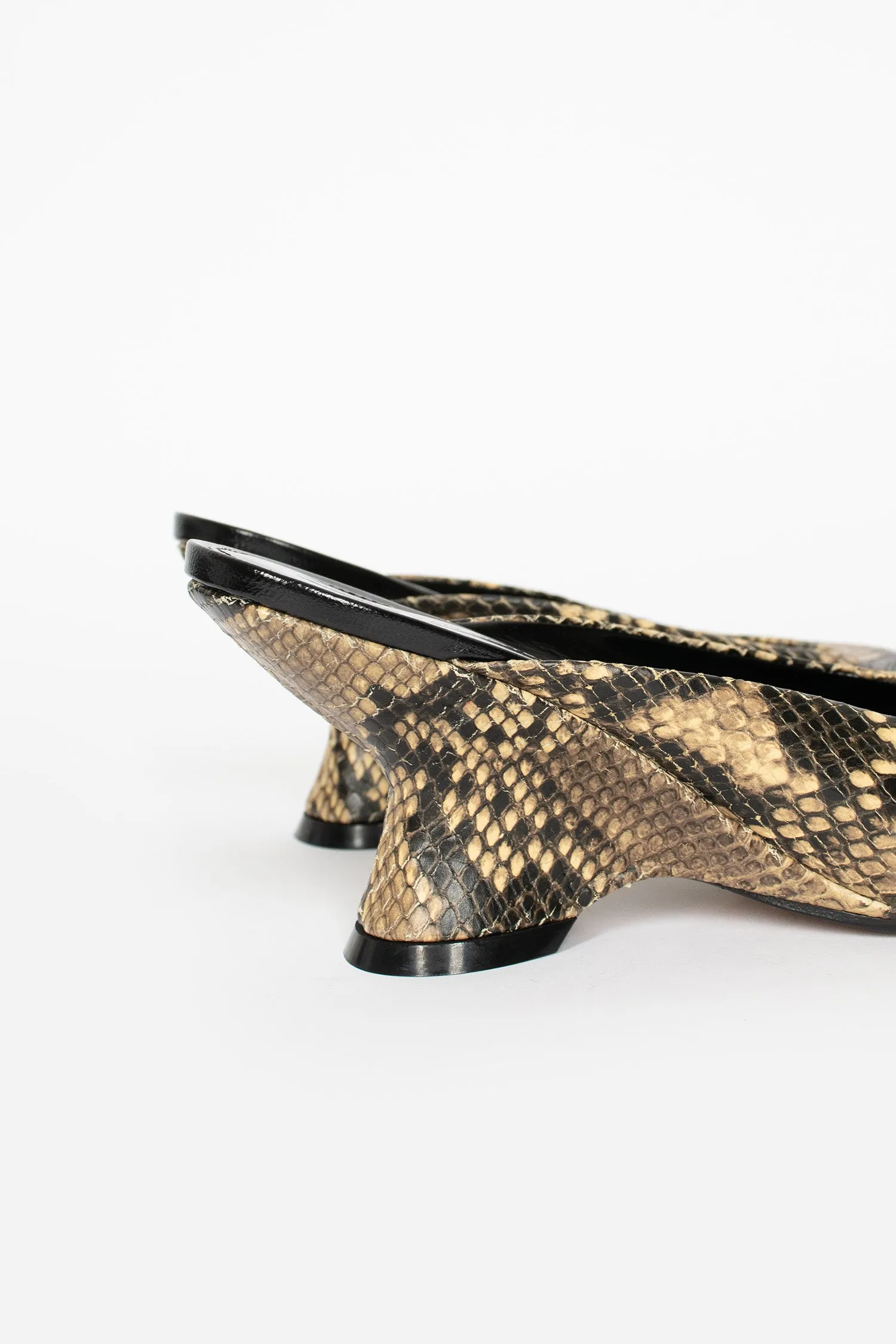 Sky Blue Silent Walk Open-Toe Leather Mules Beige