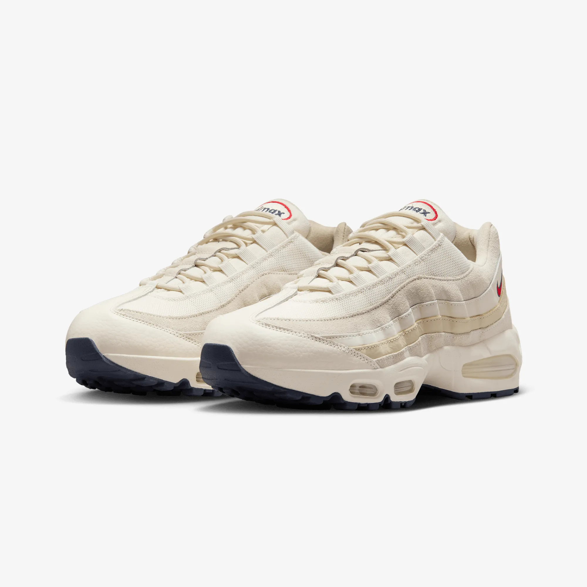 Nike | AIR MAX 95 OG  { PALE IVORY/UNIVERSITY RED-LT KHAKI-SAIL Foam Backing