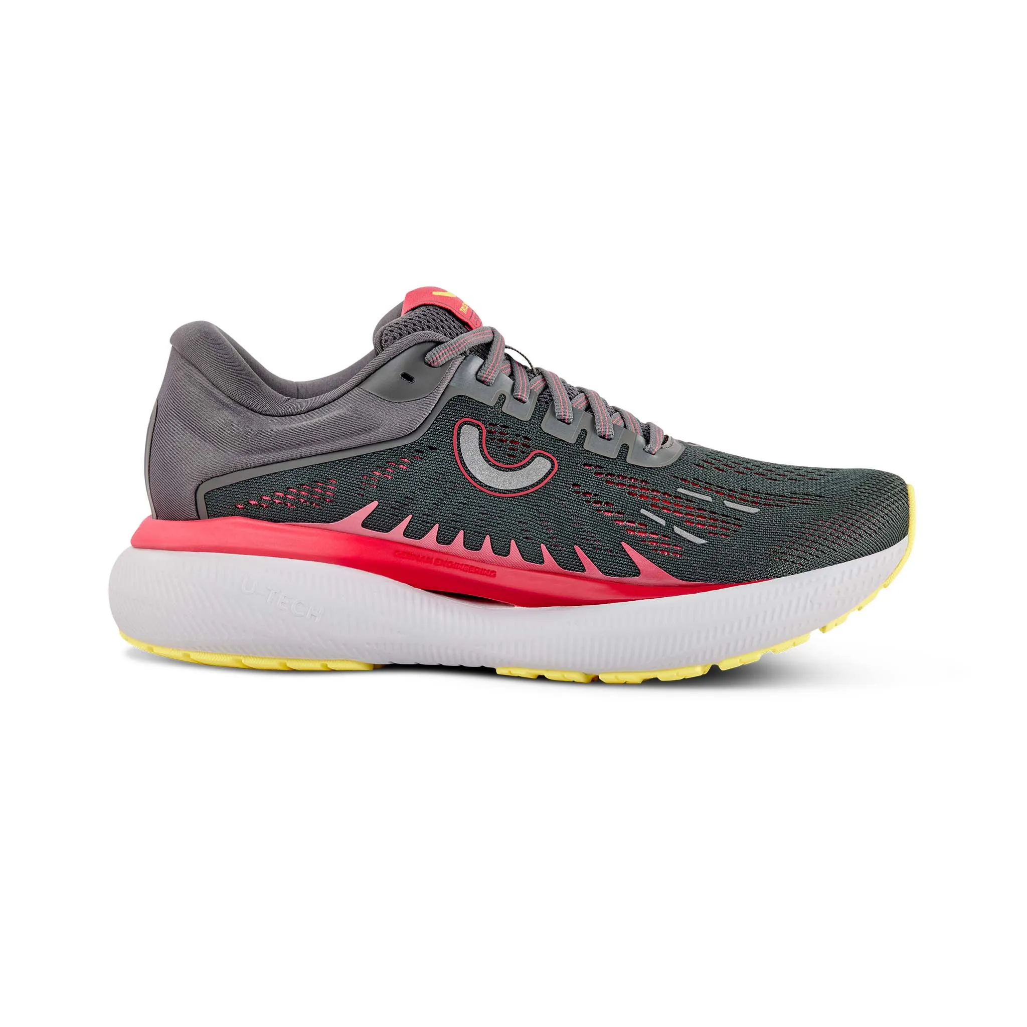True Motion | Women's U-Tech Aion 3 Running Shoes - Castlerock/Rouge Red/Lemon Verbena running in straight tracks shoes multi - color running gear