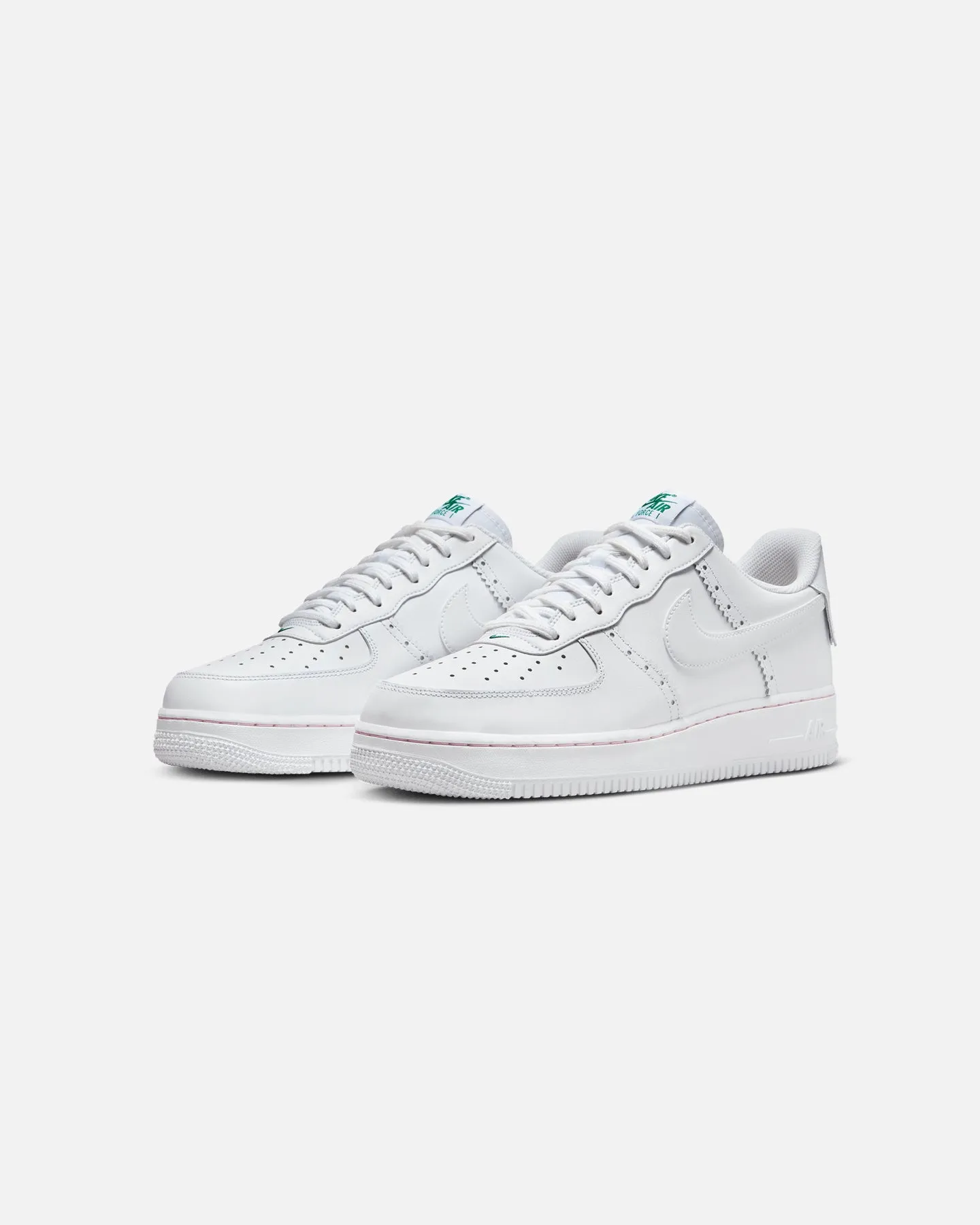 Nike Air Force 1 '07 LV8 "Brogue" White/White-Med Soft Pink Timeless Fit Court Grip