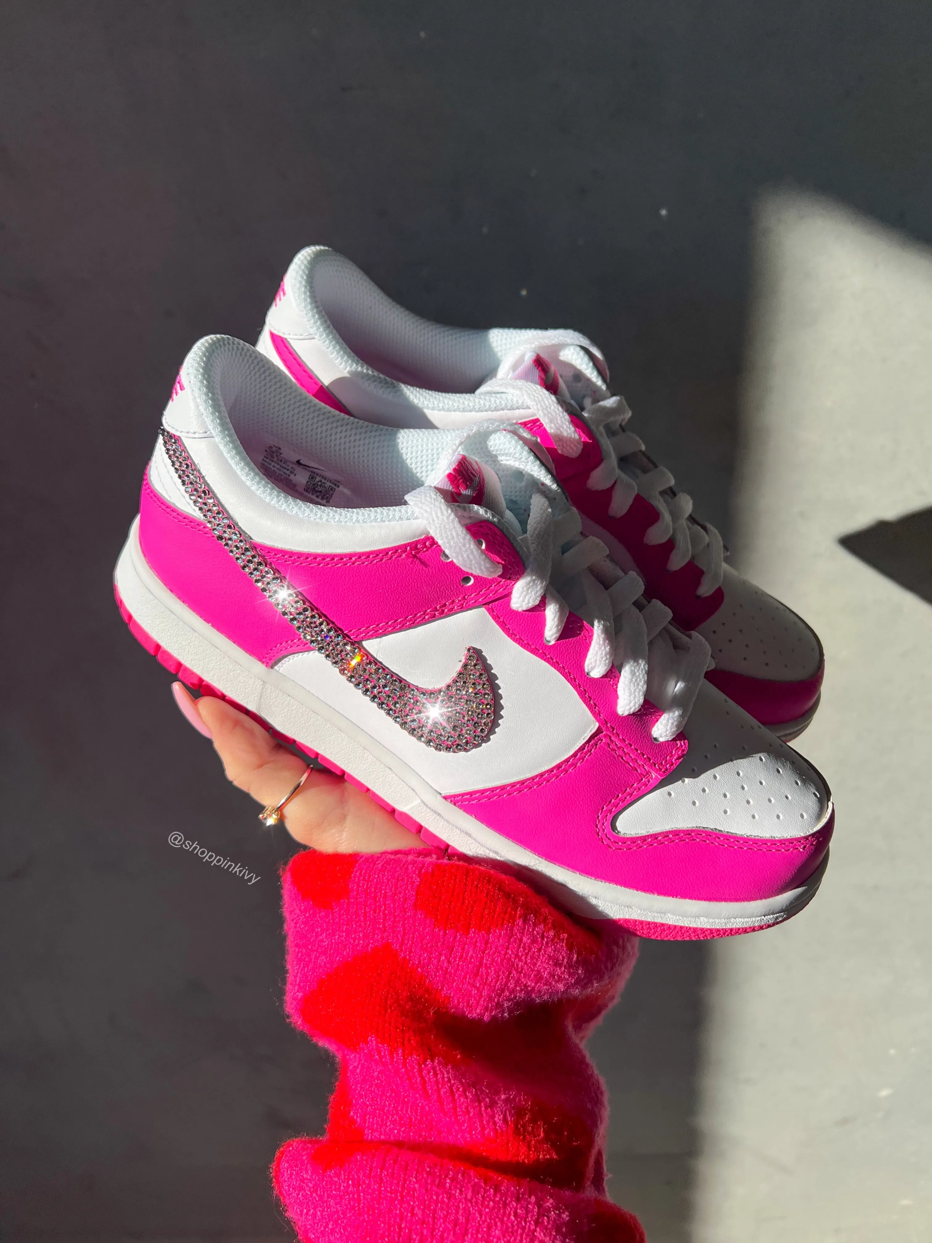 Urban Utility Hot Pink Swarovski Womens Nike Dunk Shoes
