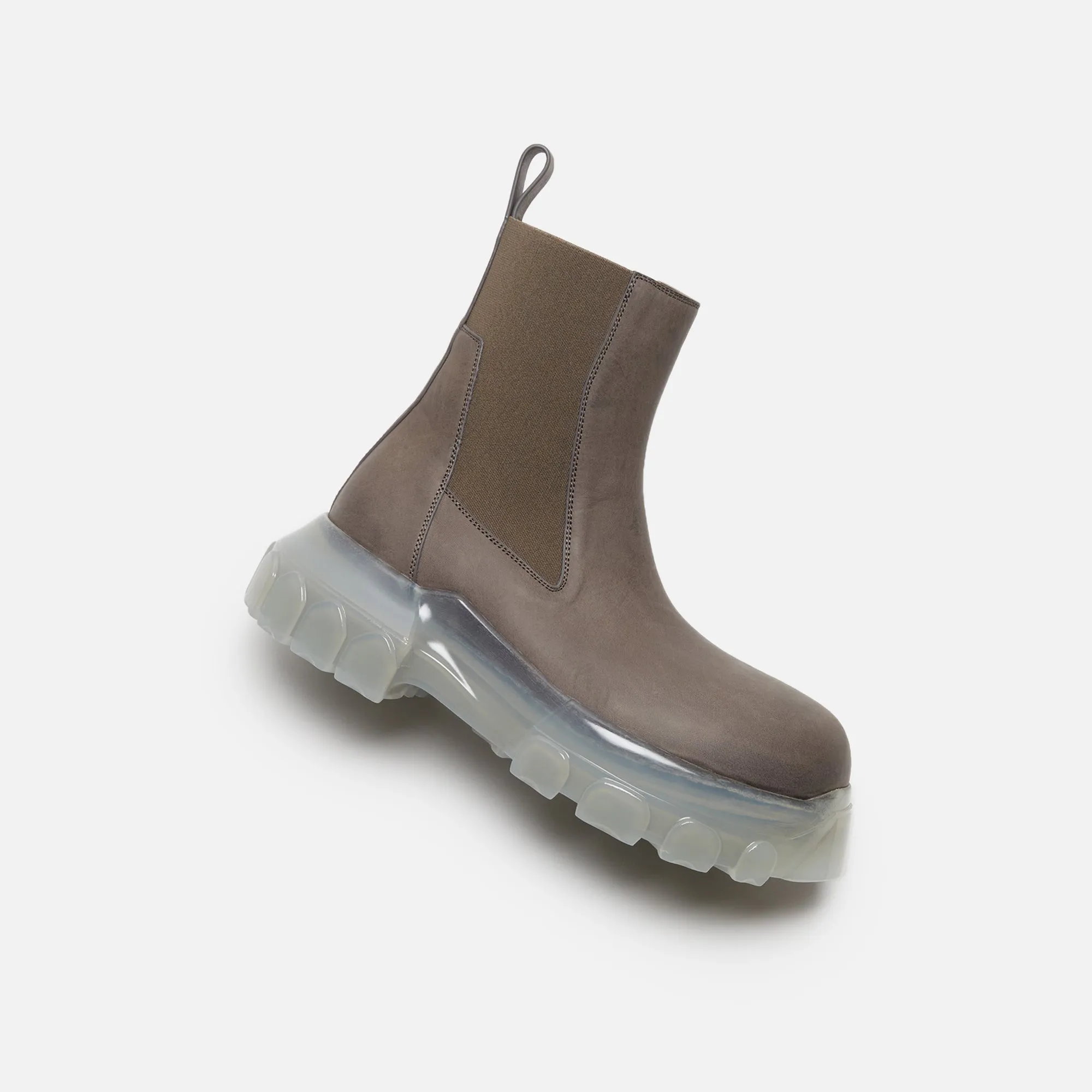 Rick Owens Stivali Pelle Beatle Bozo Tractor - Dust / Clear Insulated Rainy Day Commuter