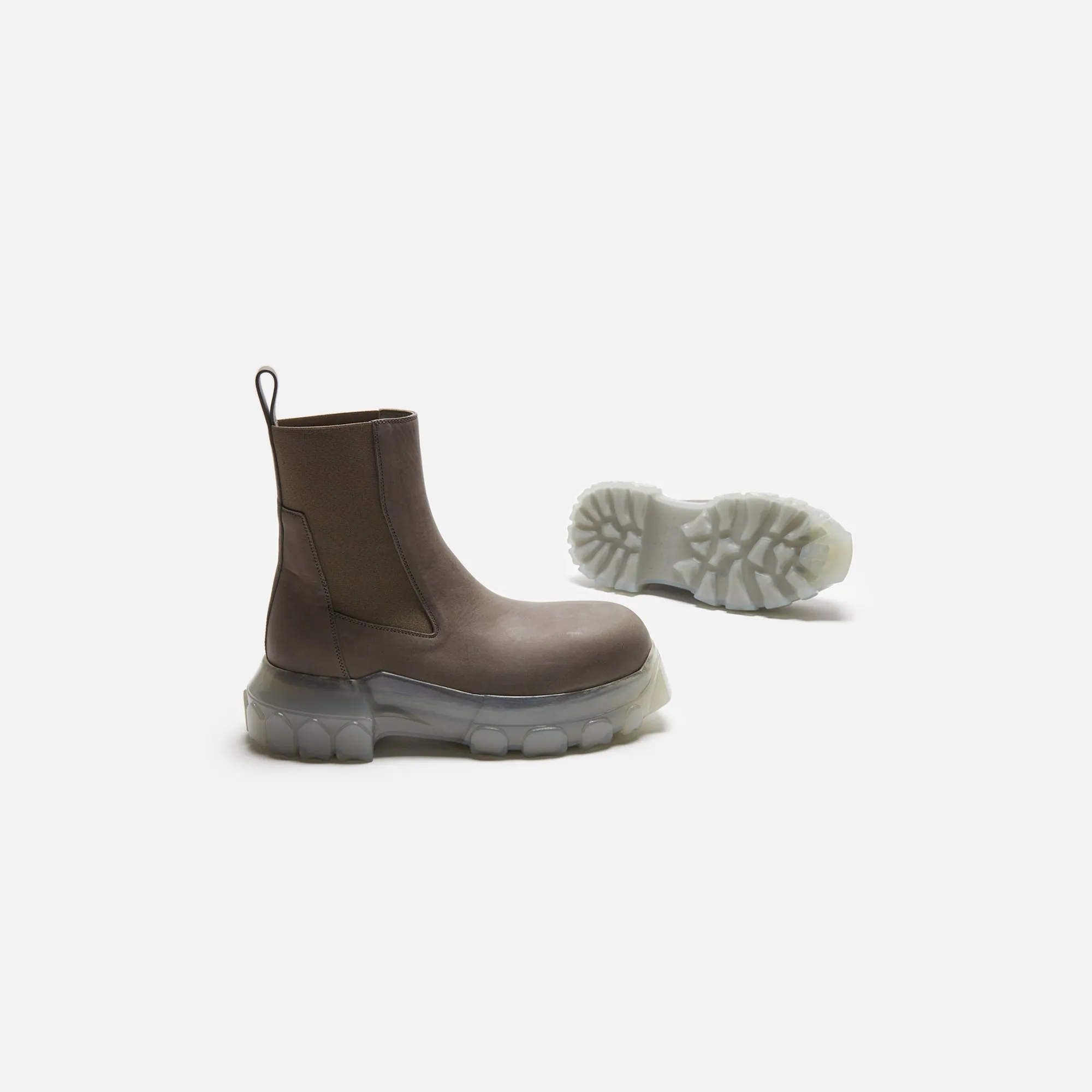 High-traction Rough Trail Rick Owens Stivali Pelle Beatle Bozo Tractor - Dust / Clear