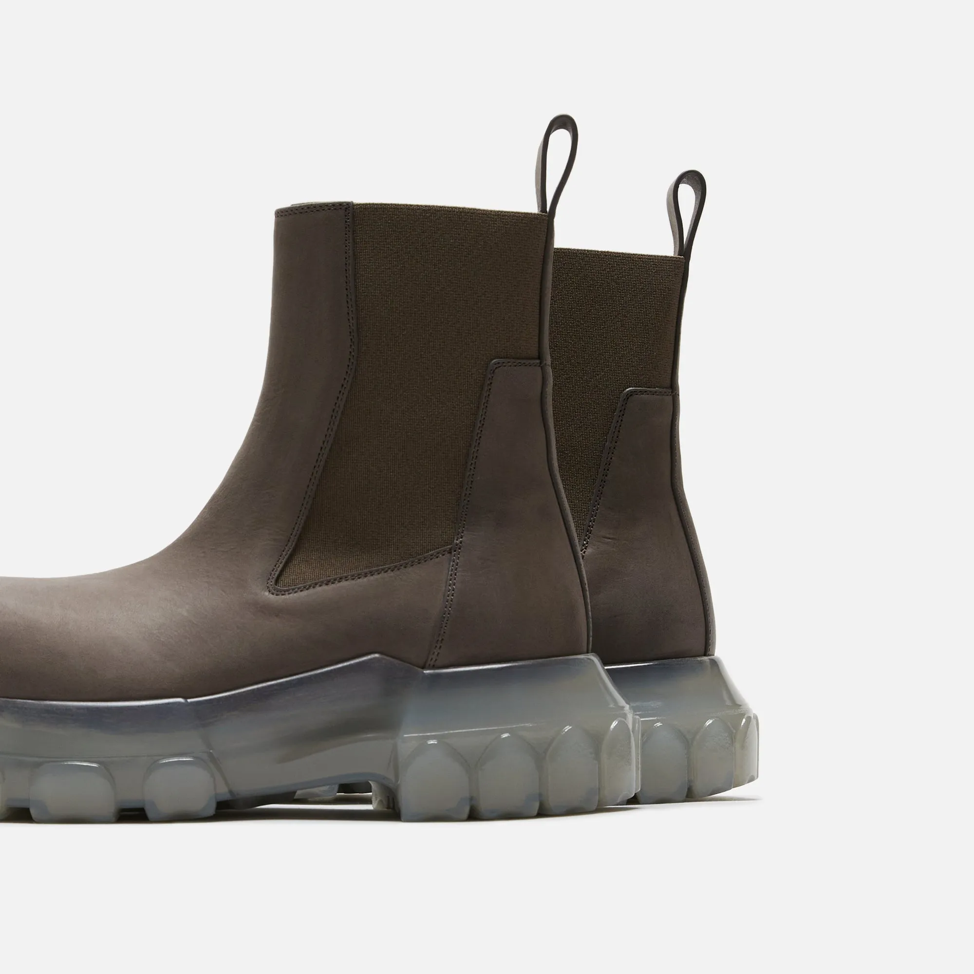 Rick Owens Stivali Pelle Beatle Bozo Tractor - Dust / Clear Side zipper