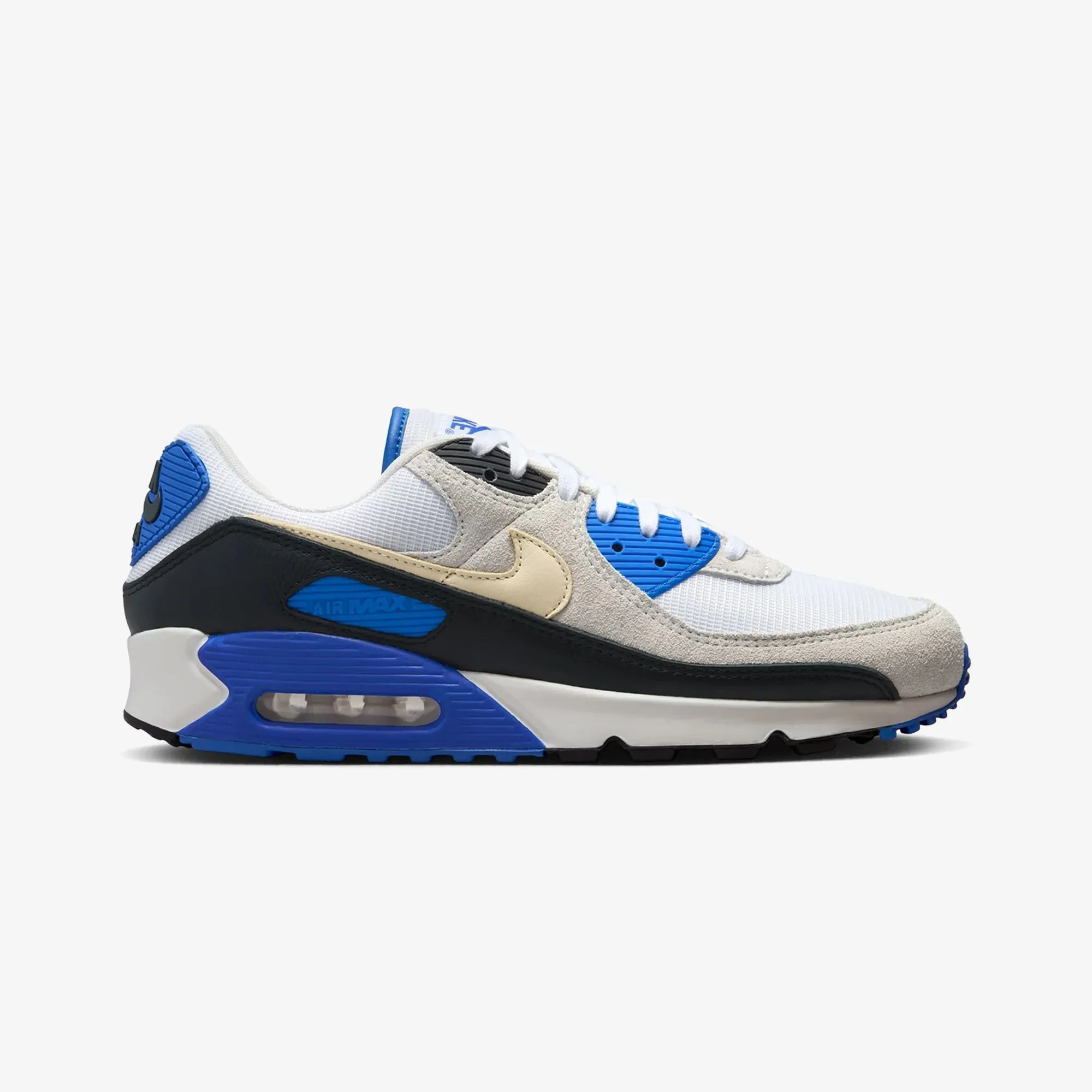 NIKE | AIR MAX 90 PREMIUM { WHITE/KHAKI-RACER BLUE-BLACK Molded EVA Foam Seamless grip