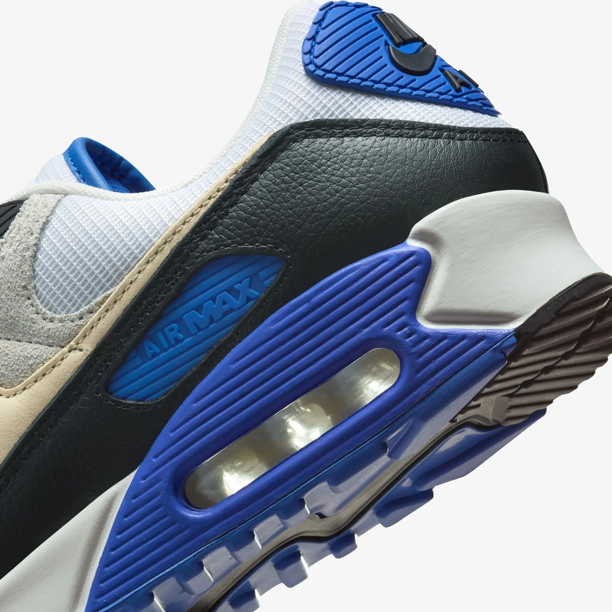 Active Movement Impact Dispersing Structure NIKE | AIR MAX 90 PREMIUM { WHITE/KHAKI-RACER BLUE-BLACK