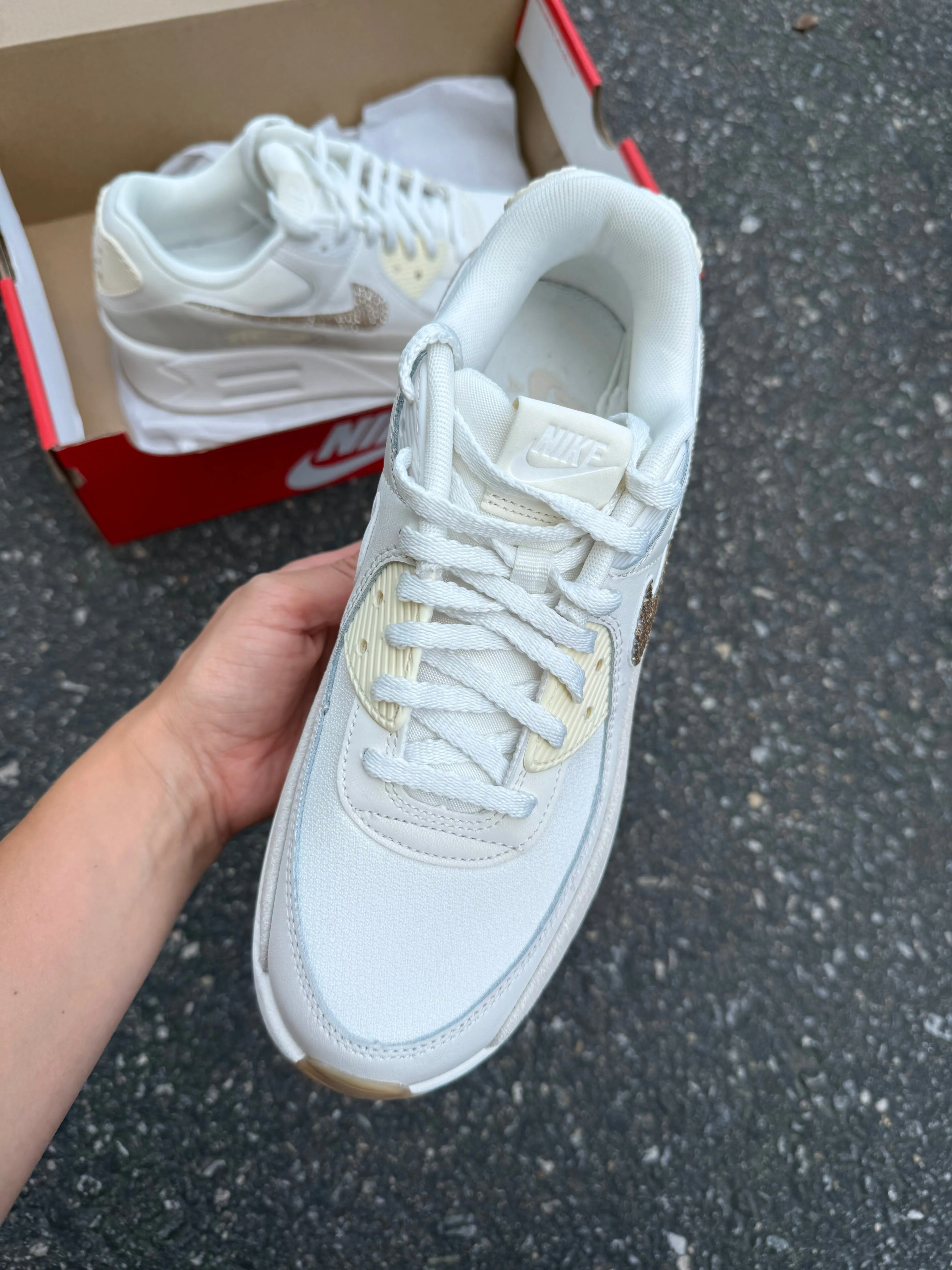 Cream Neutral Swarovski Womens Nike Air Max 90 LV8 clean design