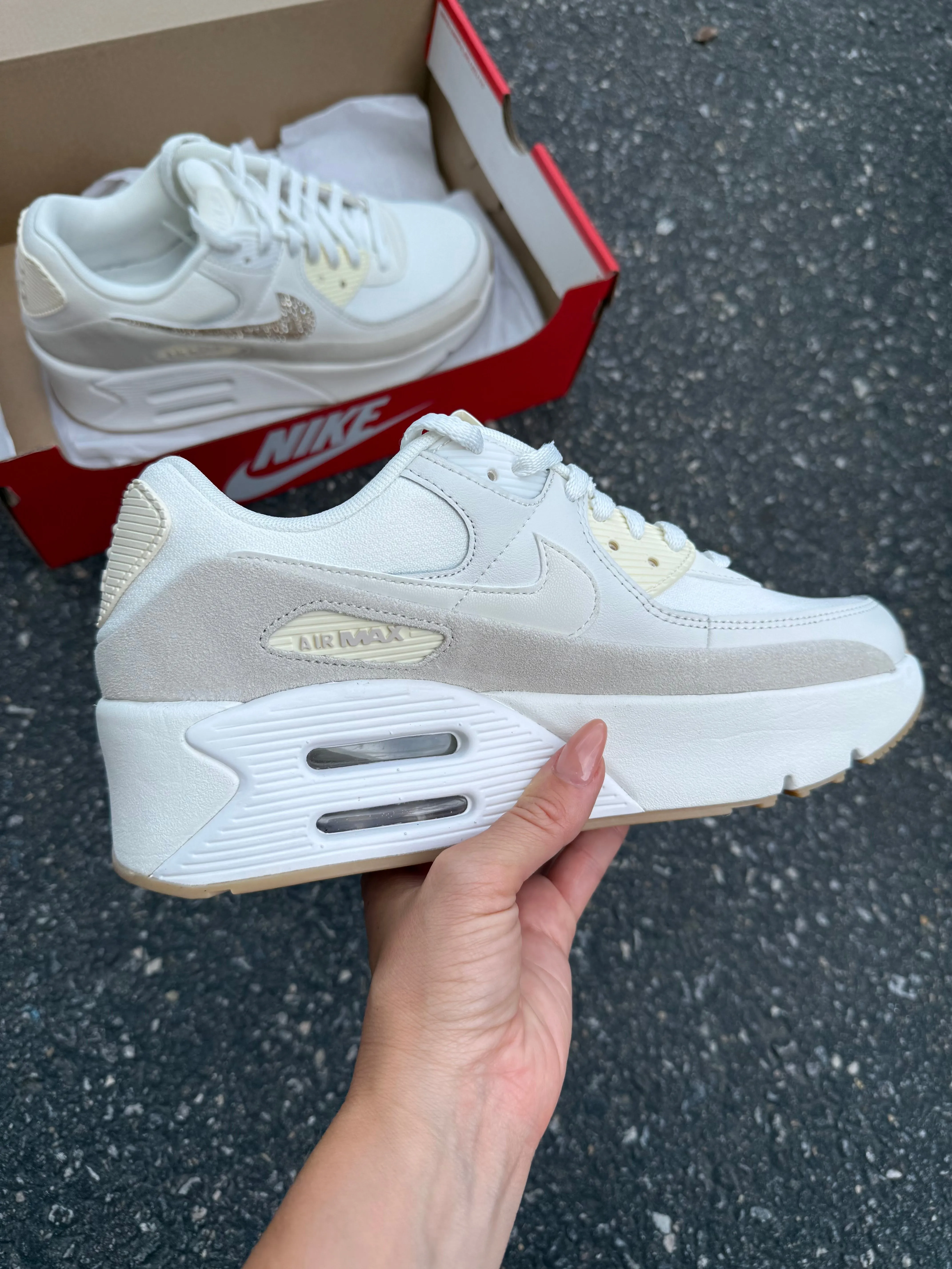 Cream Neutral Swarovski Womens Nike Air Max 90 LV8 Weekend Style