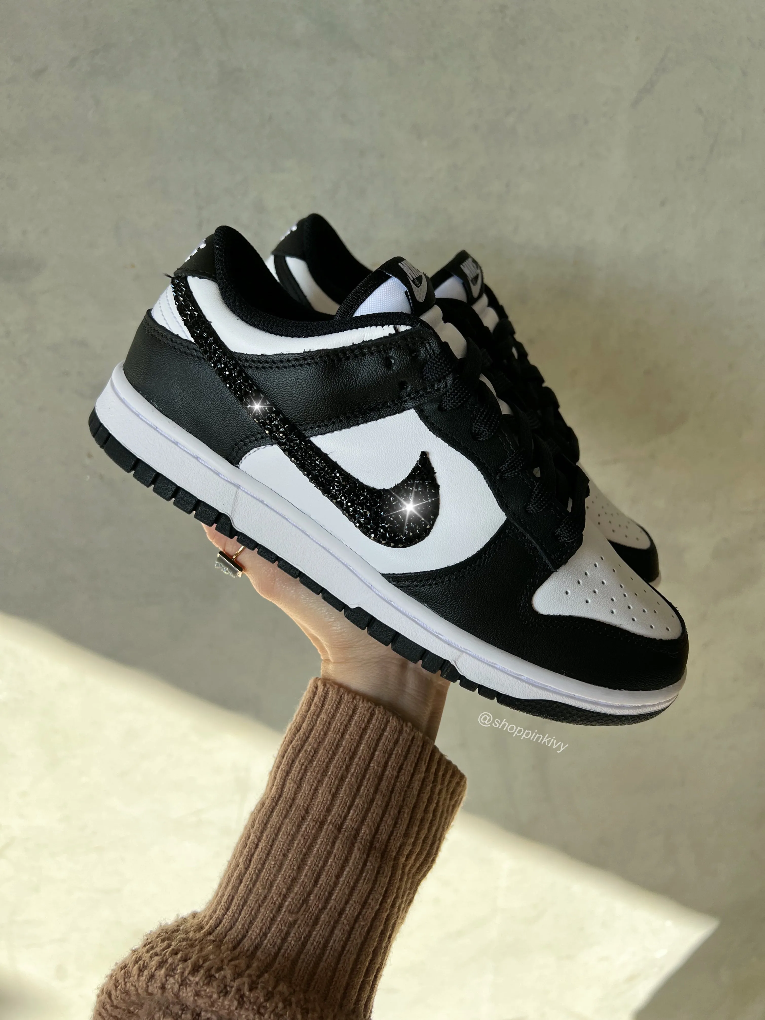 Barefoot feel Shape Hold Panda Swarovski Womens Nike Dunk Shoes