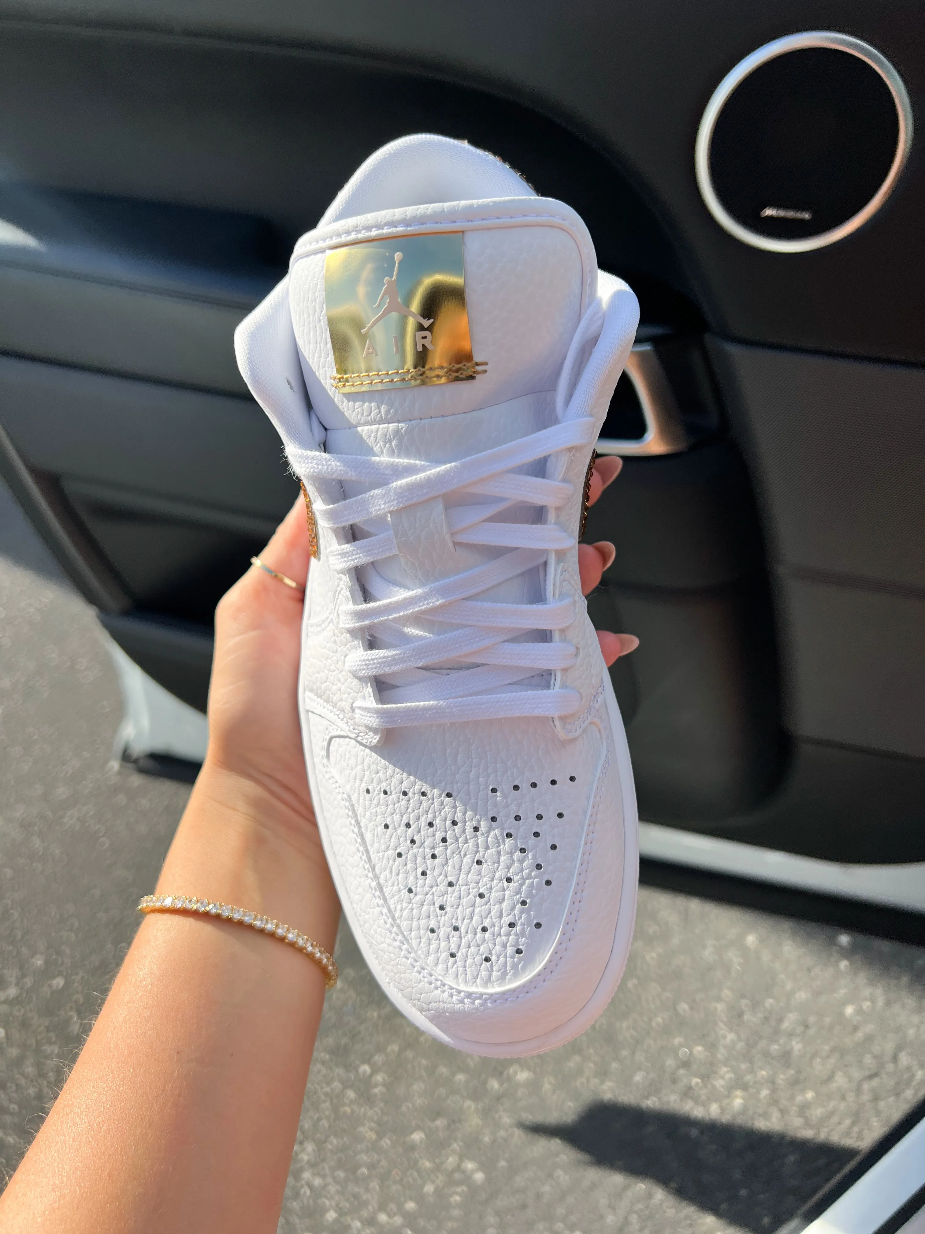 Sprint Walk White Gold Swarovski Women??s Air Jordan Retro 1 Low Shoes