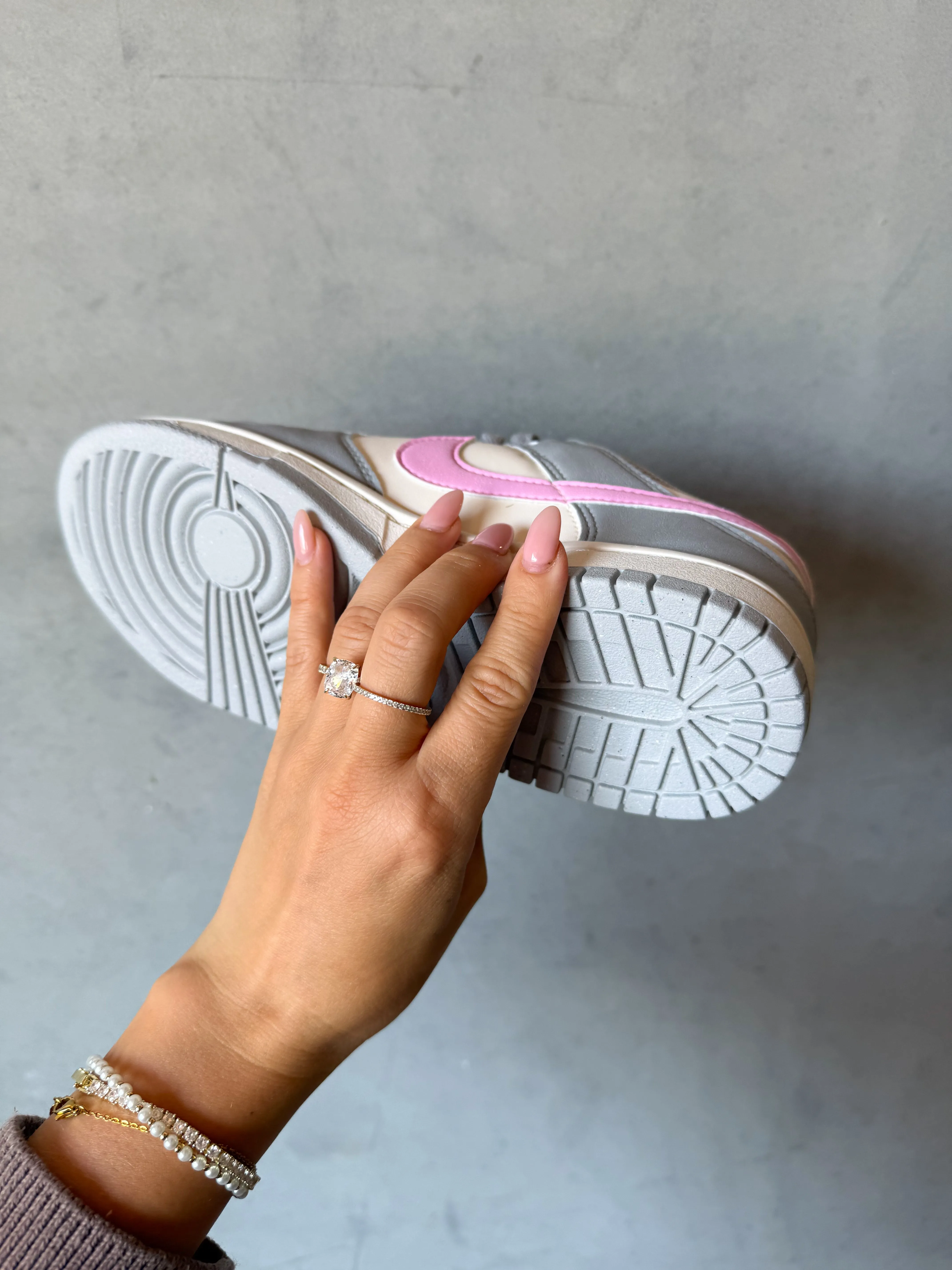 Gray Pink Swarovski Womens Nike Dunk Shoes Fashion Mood