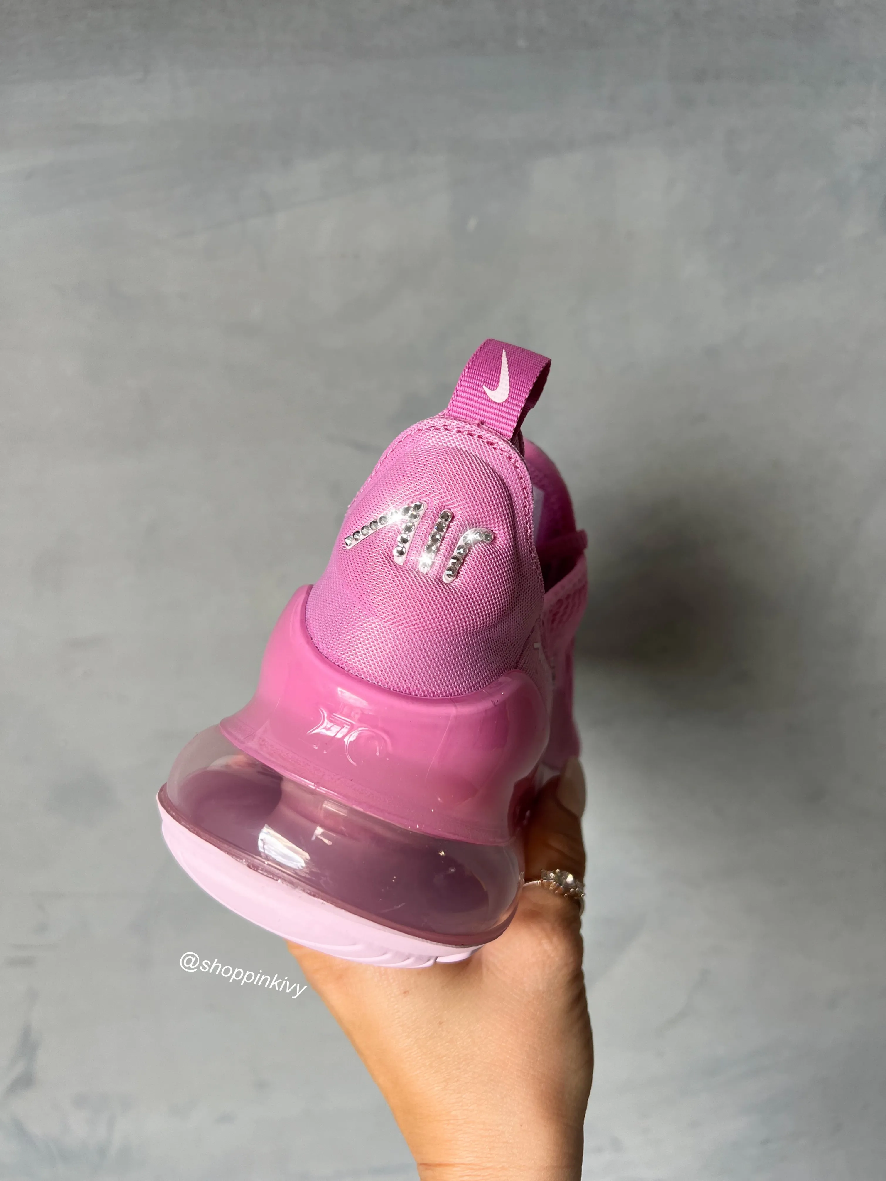 Pink Swarovski Nike Womens Girls Air 270 Relaxed Fit Light Impact