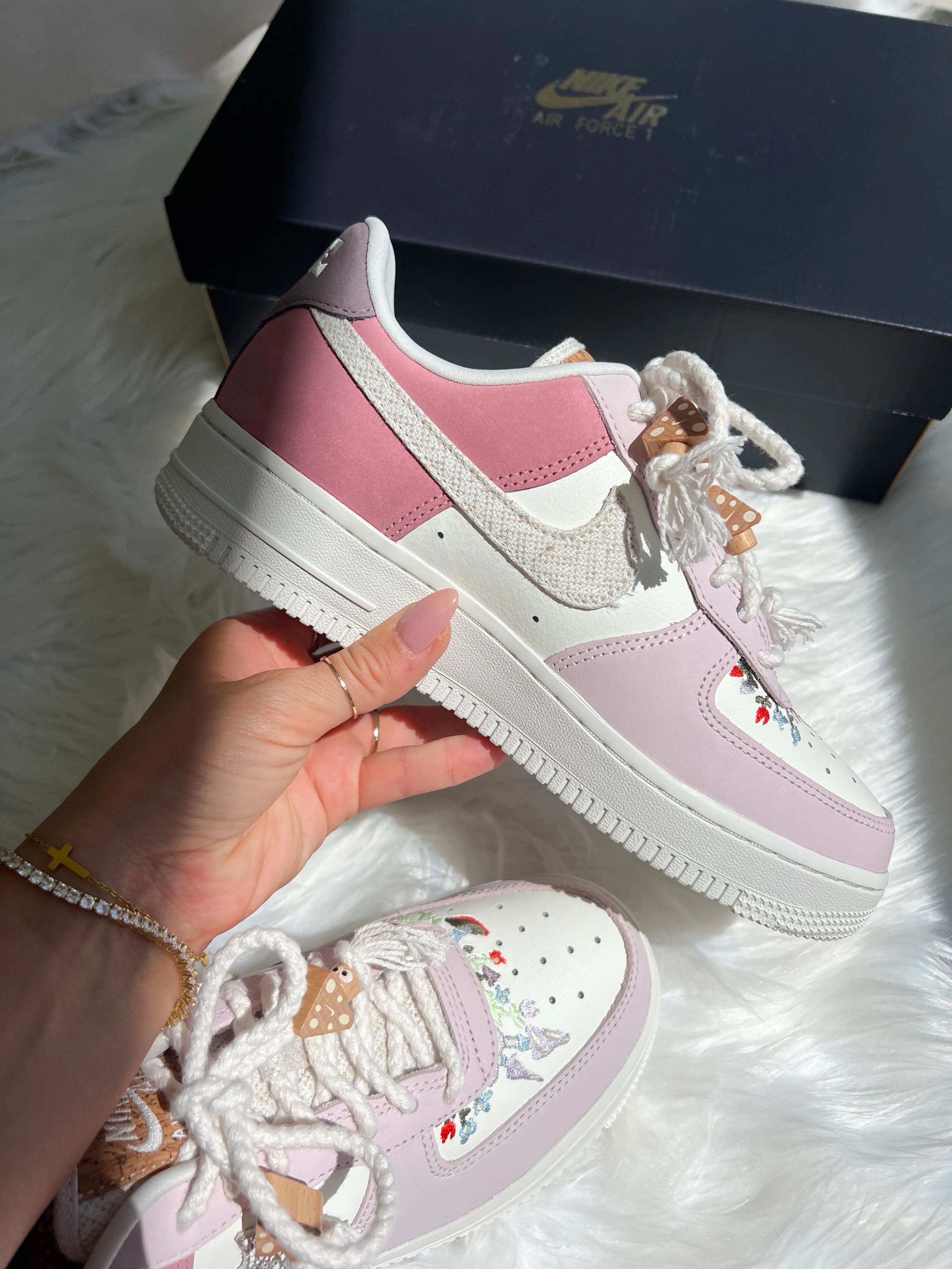 Spring Boho Swarovski Womens Nike Air Force One Shock Absorb