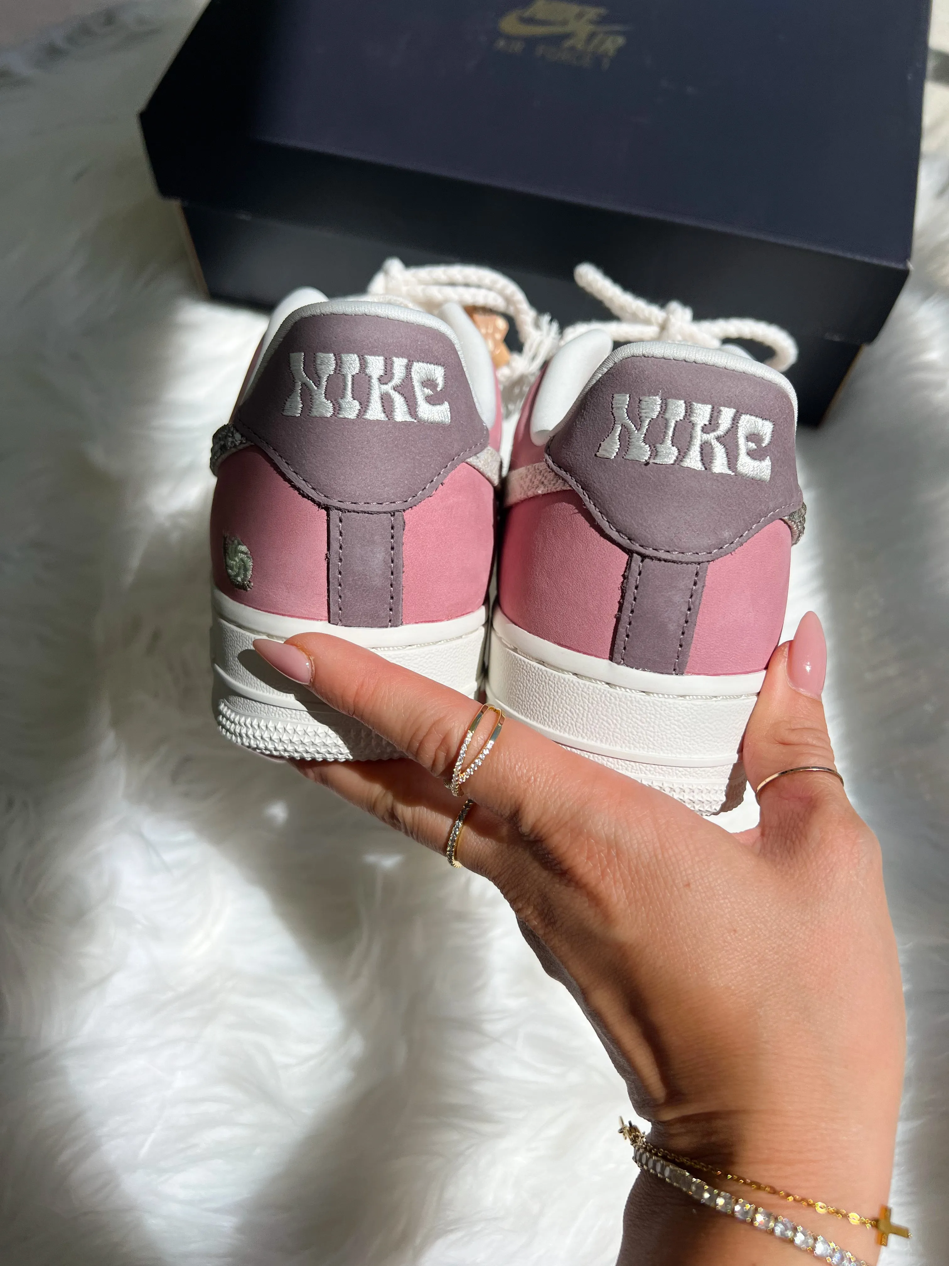 Spring Boho Swarovski Womens Nike Air Force One Non-Slip Grip