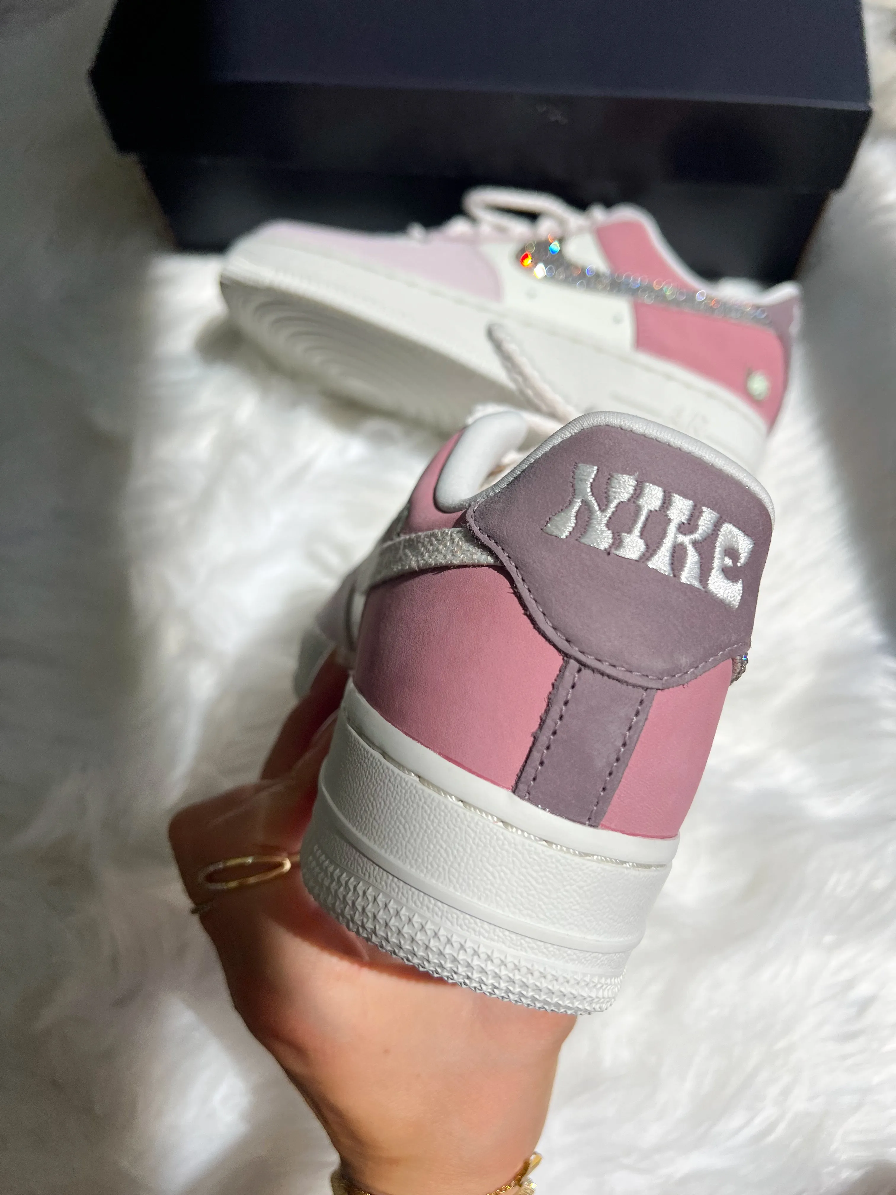 Block Stride Walking Friendly Spring Boho Swarovski Womens Nike Air Force One