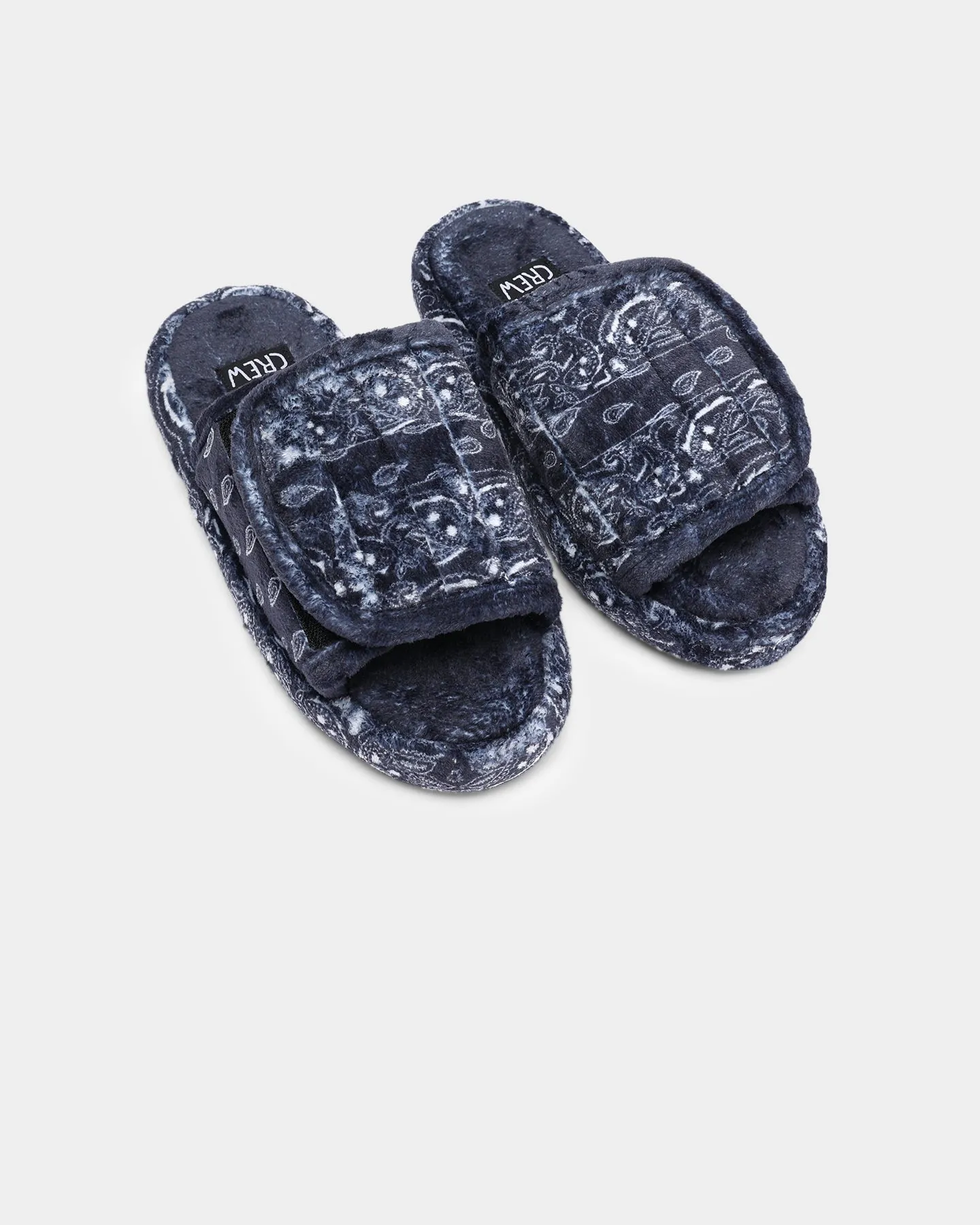 Elastic Goat Crew Velcro Paisley Bandana Slipper Navy/White